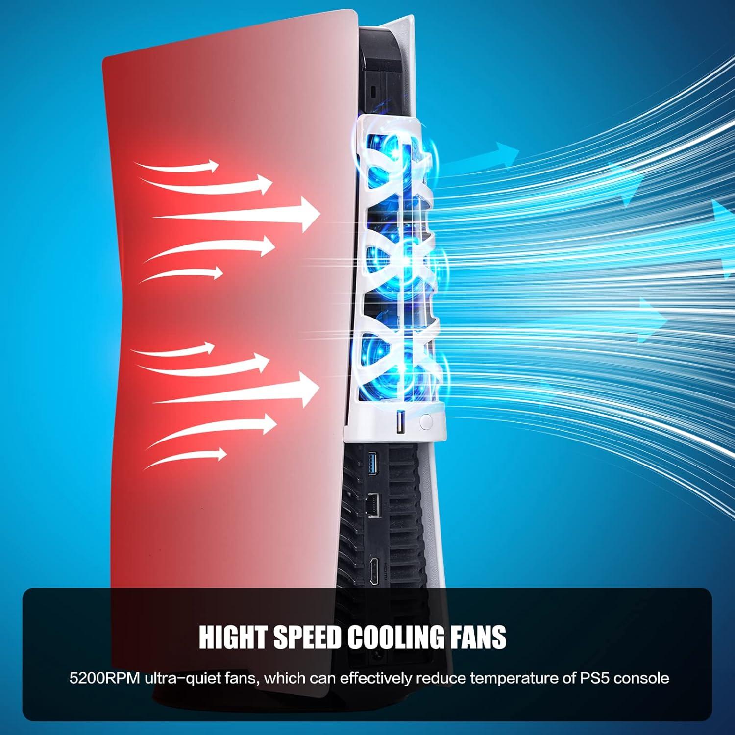 Ventilador de Enfriamiento PS5 NANANINO Blanco con Luz LED