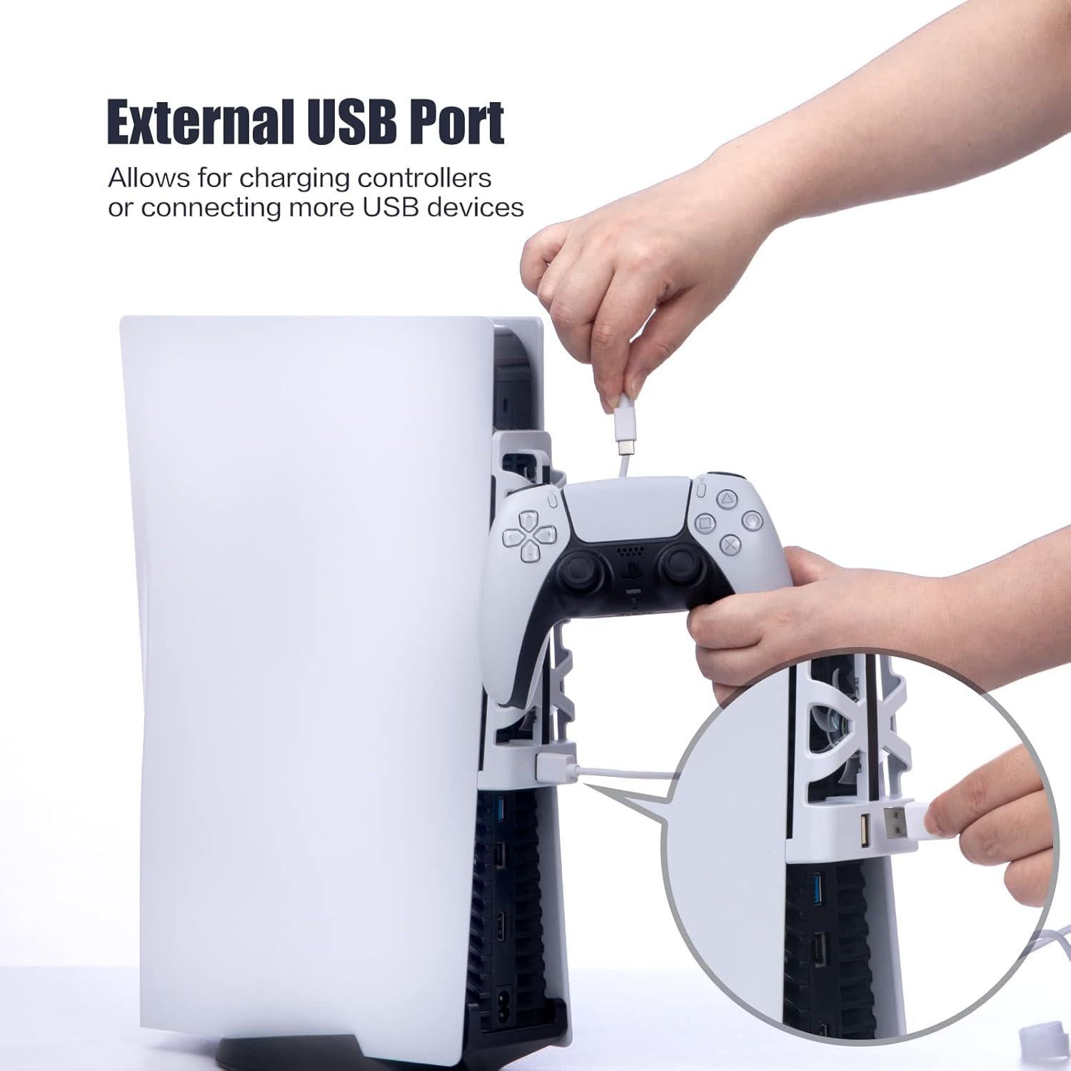 Ventilador de Enfriamiento PS5 NANANINO Blanco con Luz LED