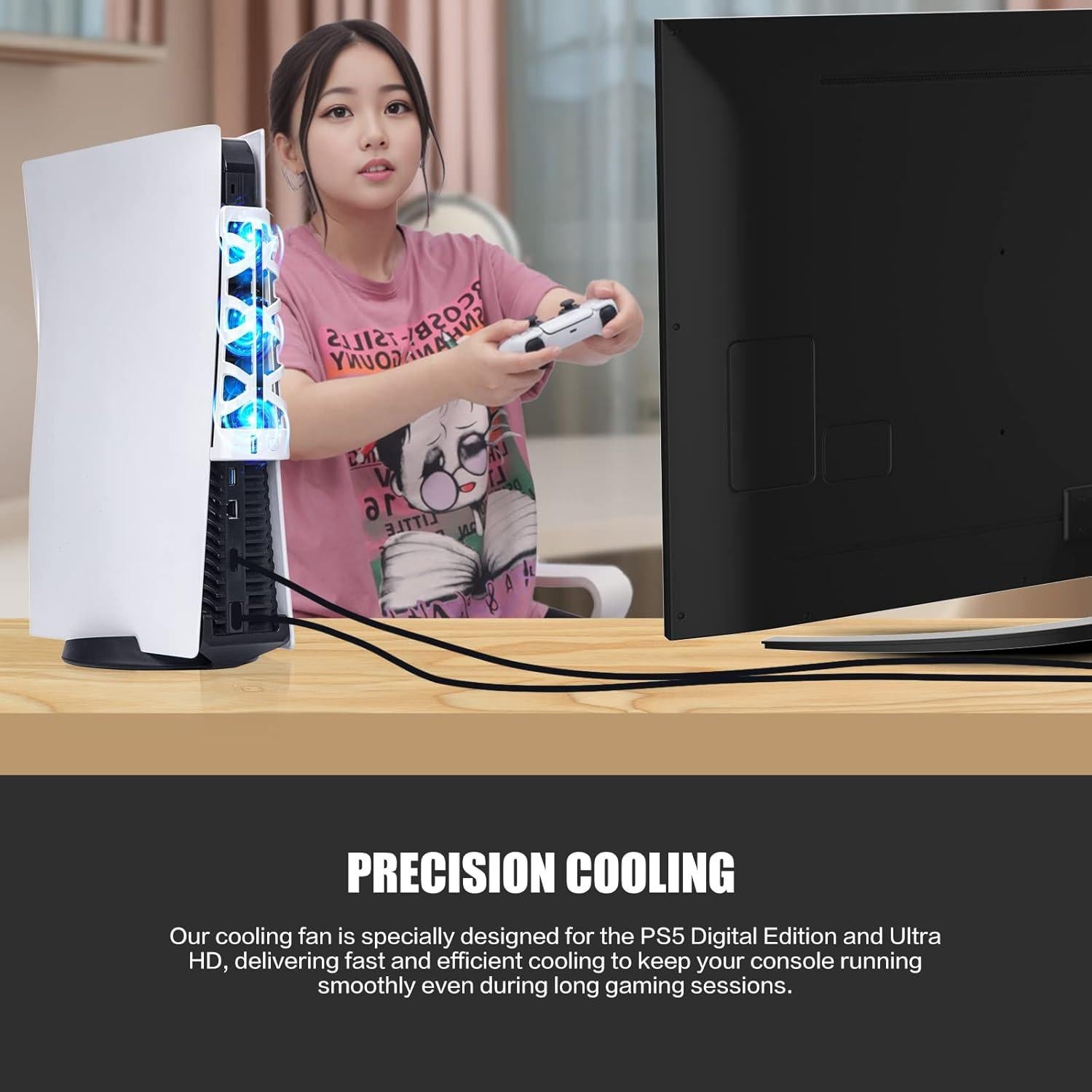 Ventilador de Enfriamiento PS5 NANANINO Blanco con Luz LED