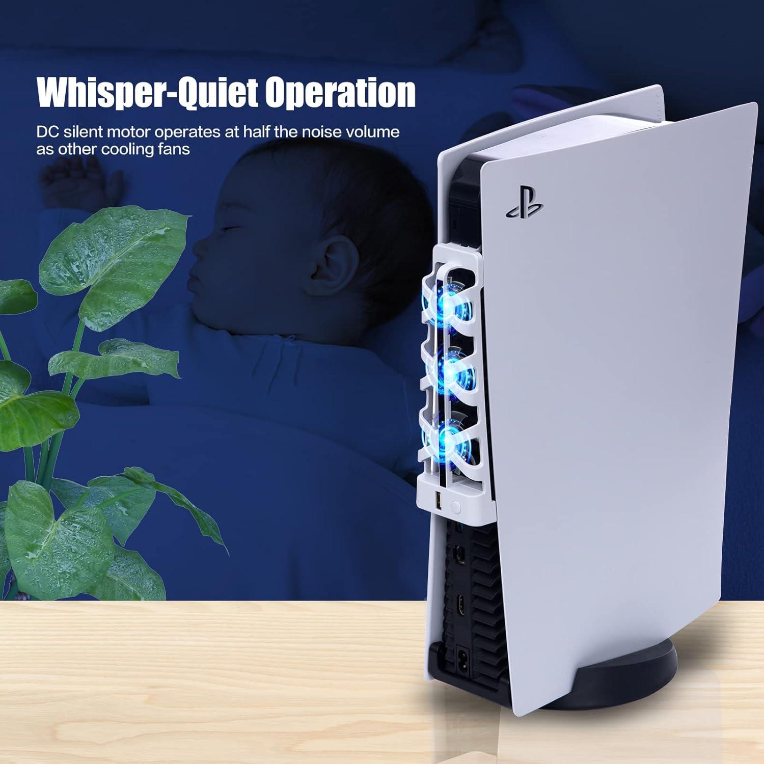 Ventilador de Enfriamiento PS5 NANANINO Blanco con Luz LED