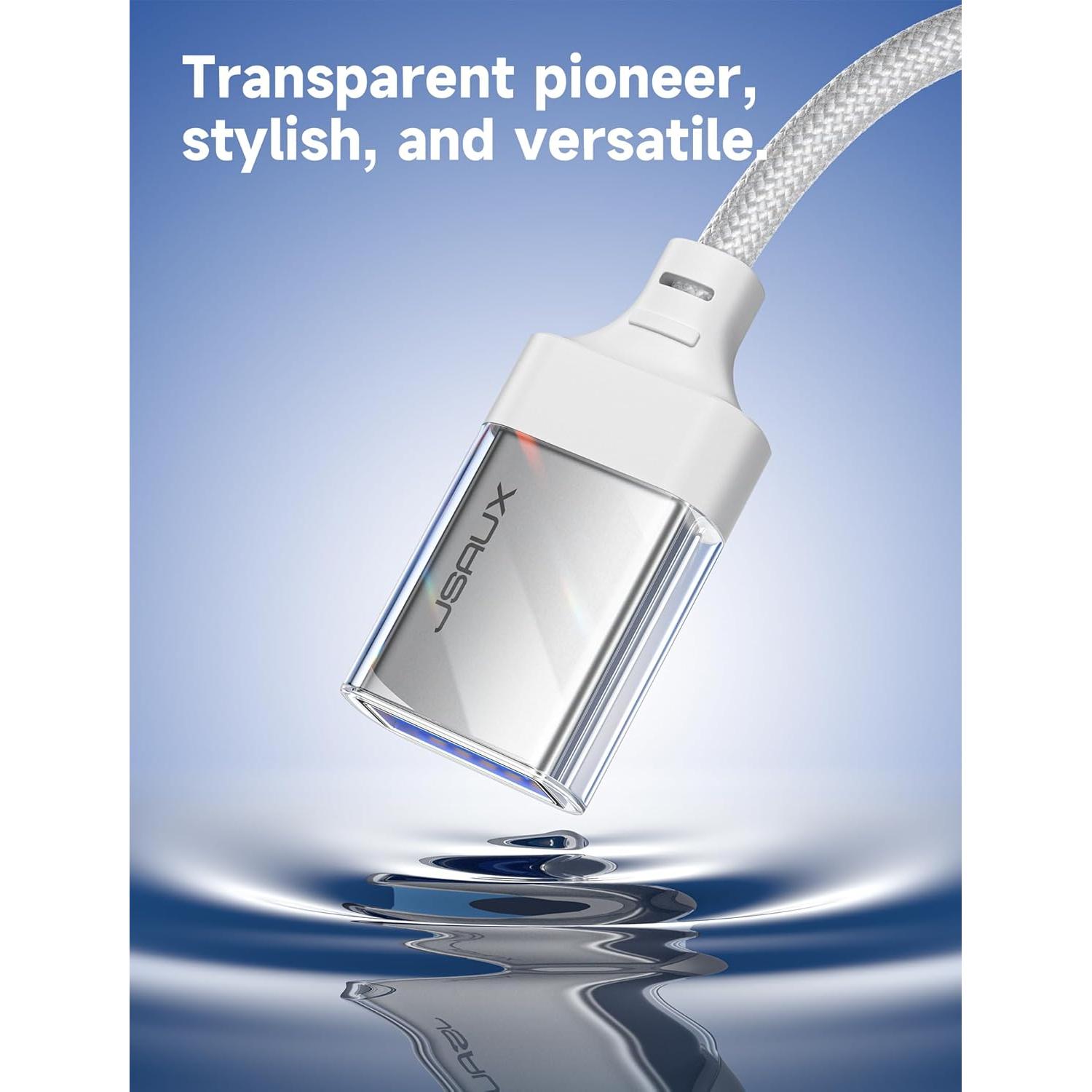 Adaptador USB a USB C JSAUX 2 Piezas Blanco Cristal 5Gbps