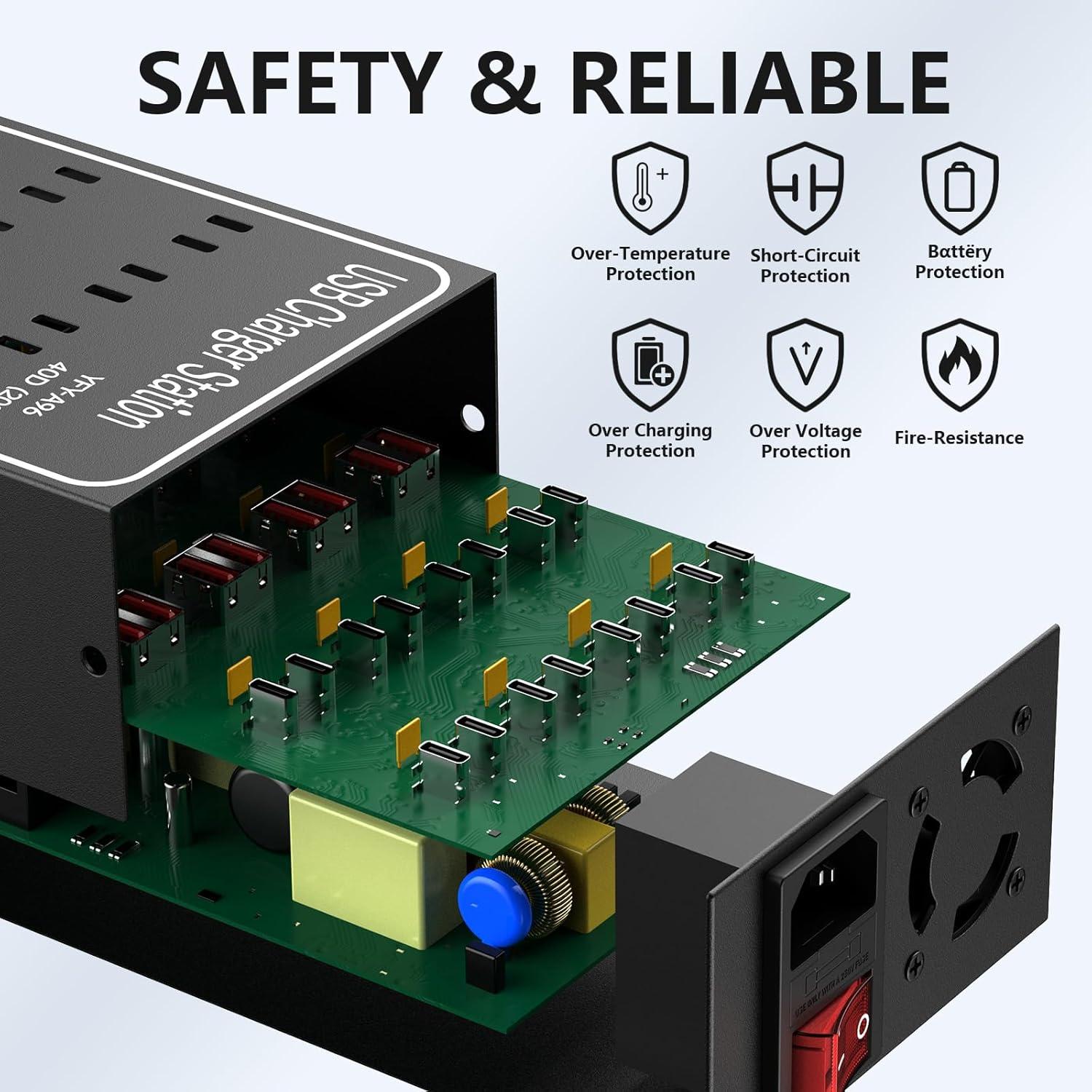 Estación de Carga USB Múltiple RUANSZZ 40 Puertos 200W