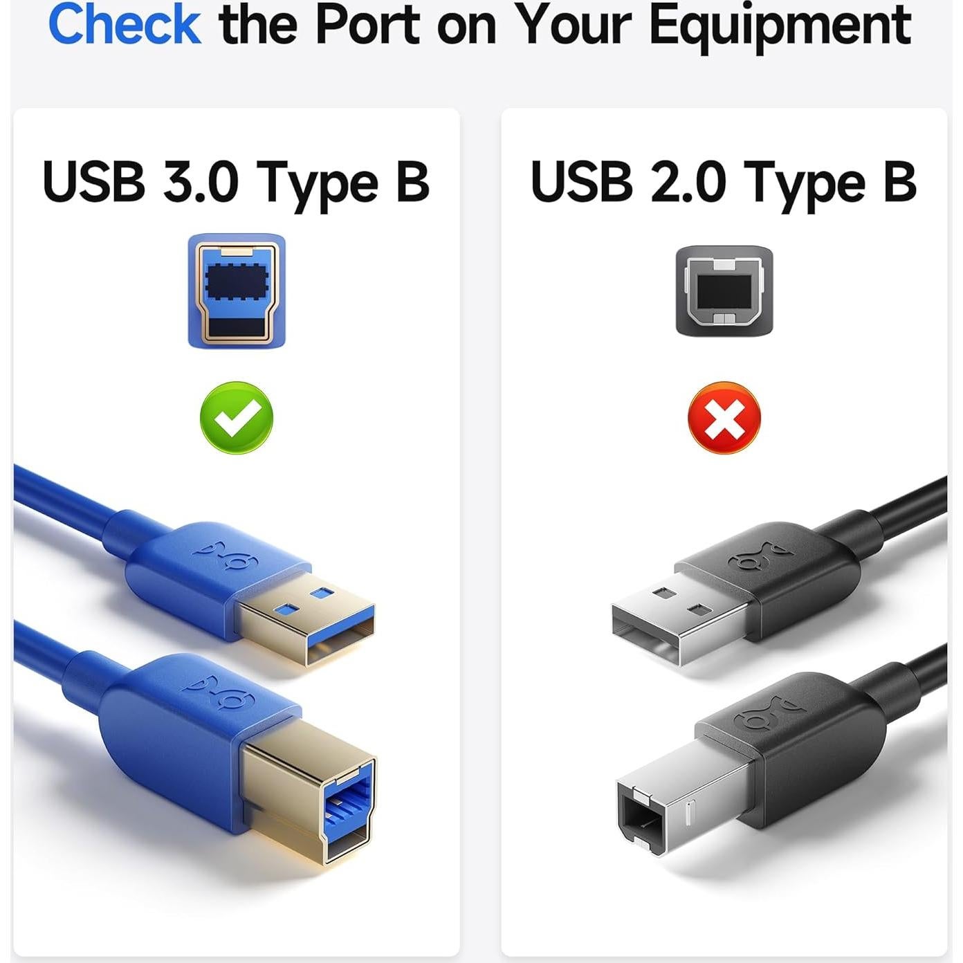 Cable USB 3.0 Corto 0.91m Cable Matters Tipo A a B Azul