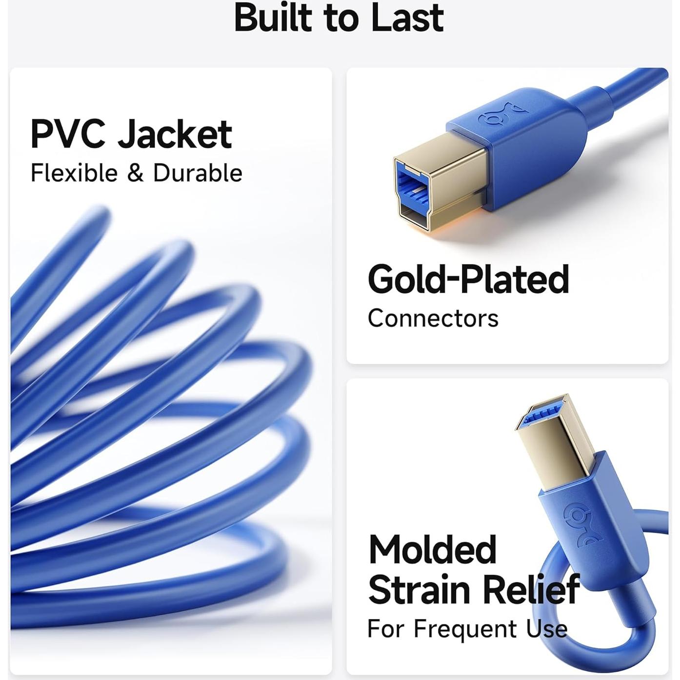 Cable USB 3.0 Corto 0.91m Cable Matters Tipo A a B Azul