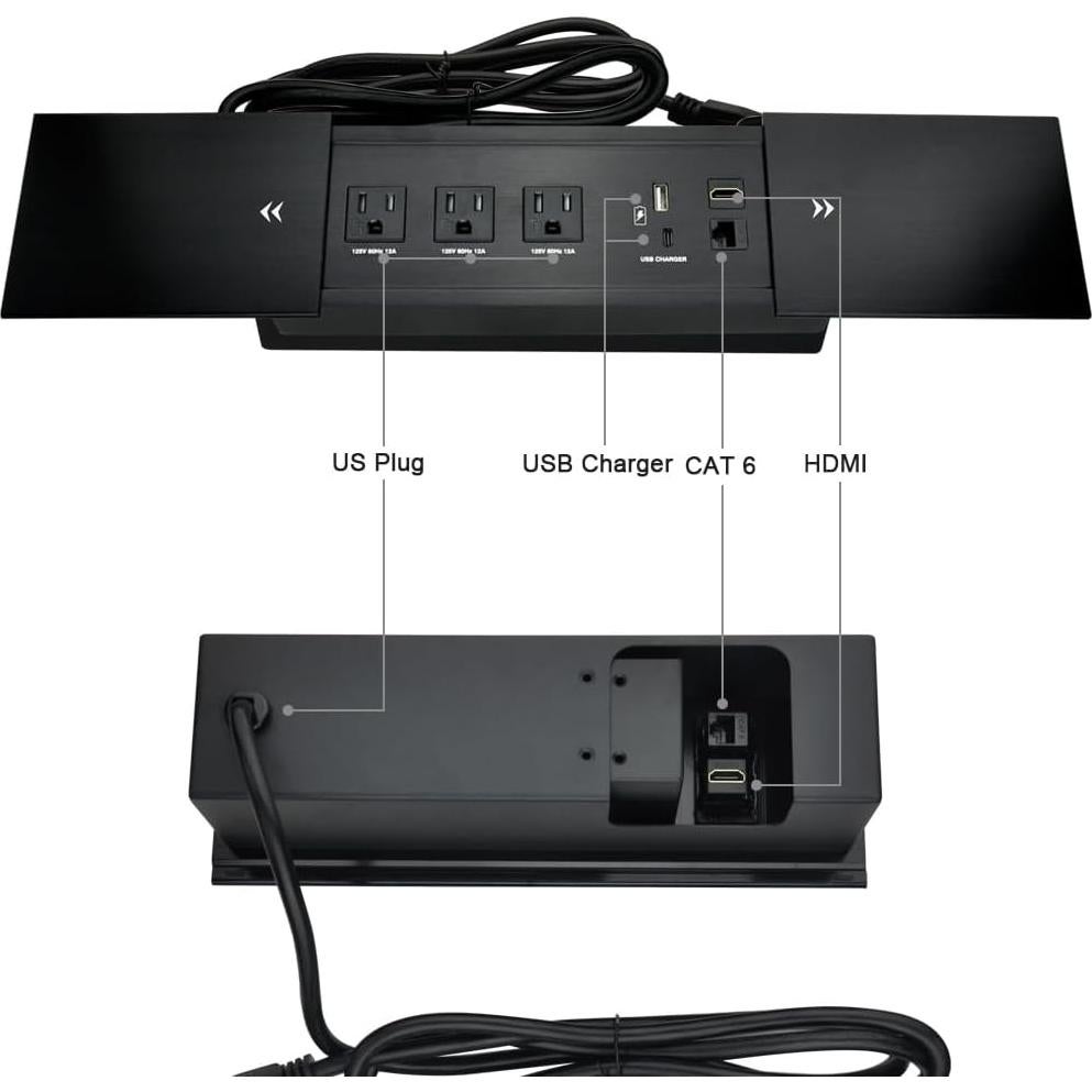 Caja de Conectividad JS Technology para Mesa - 3 Enchufes + USB-C