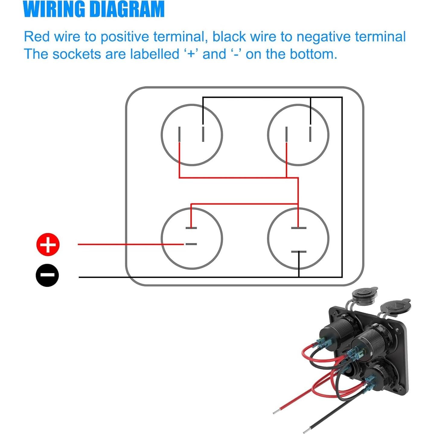 Panel de Interruptores Marinos 12V GSG con Cargador USB 4 en 1