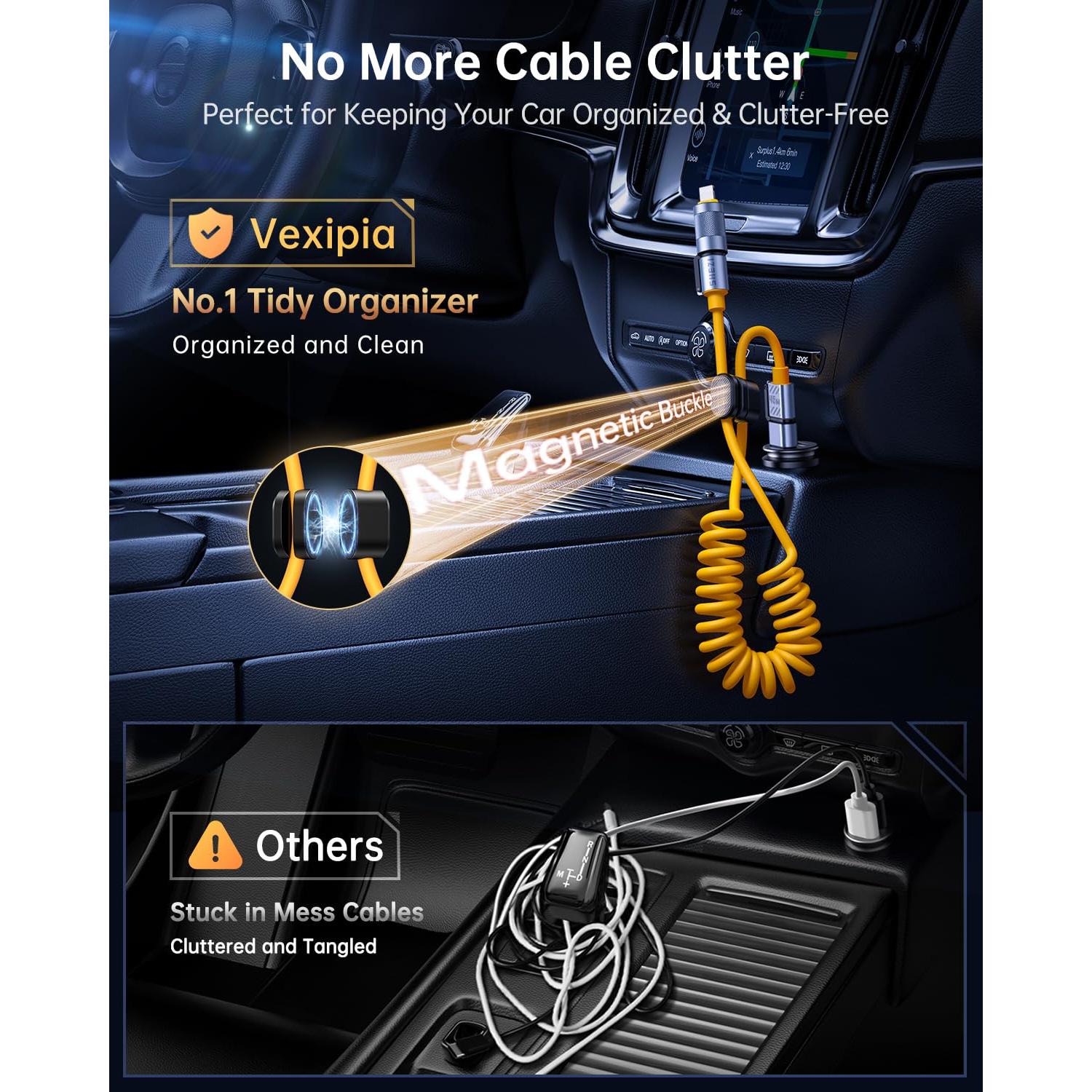 Cable USB C en espiral Vexipia 60W 1.52m Carga Rápida