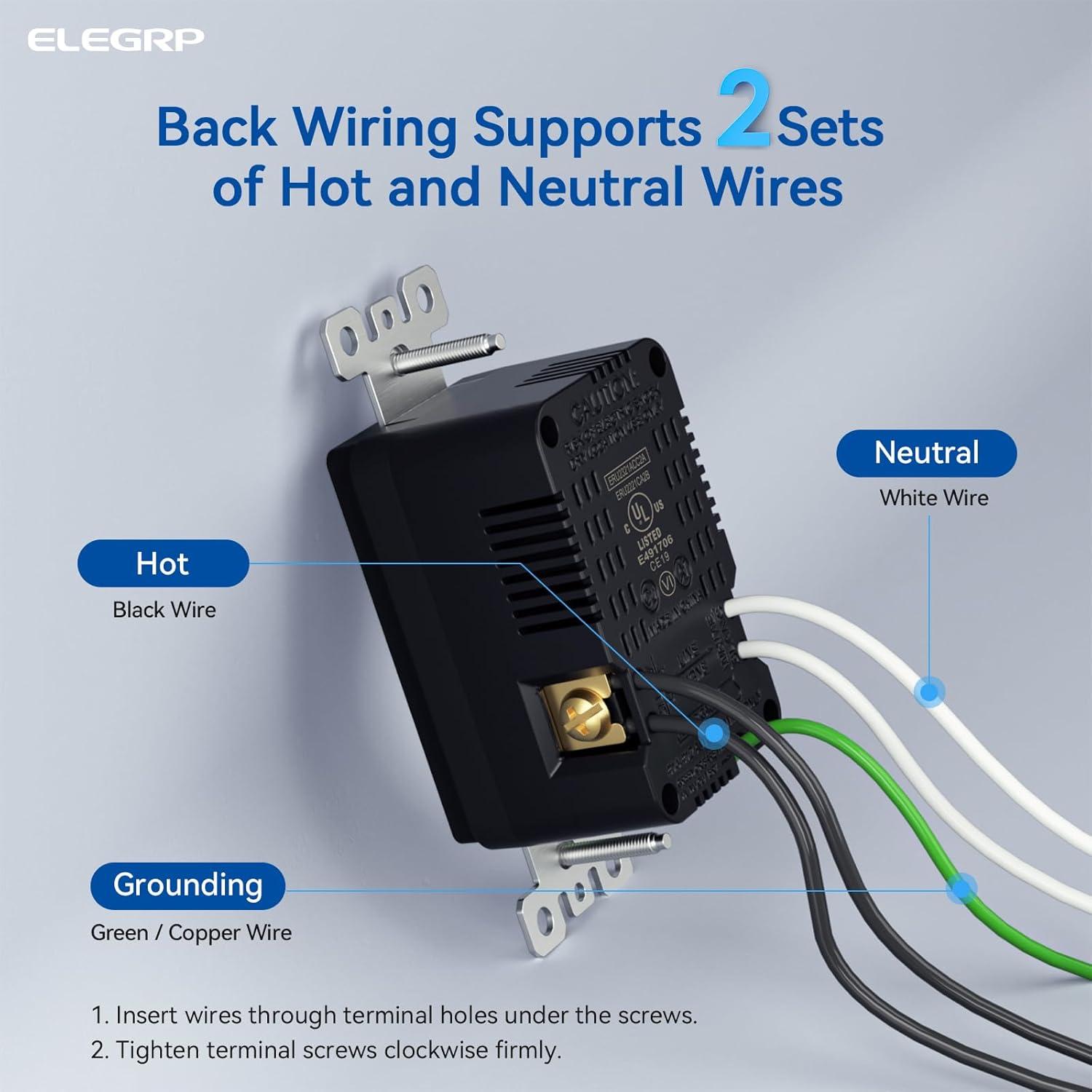 Cargador de Pared USB ELEGRP 20A 3 Puertos Negro - Paquete de 10