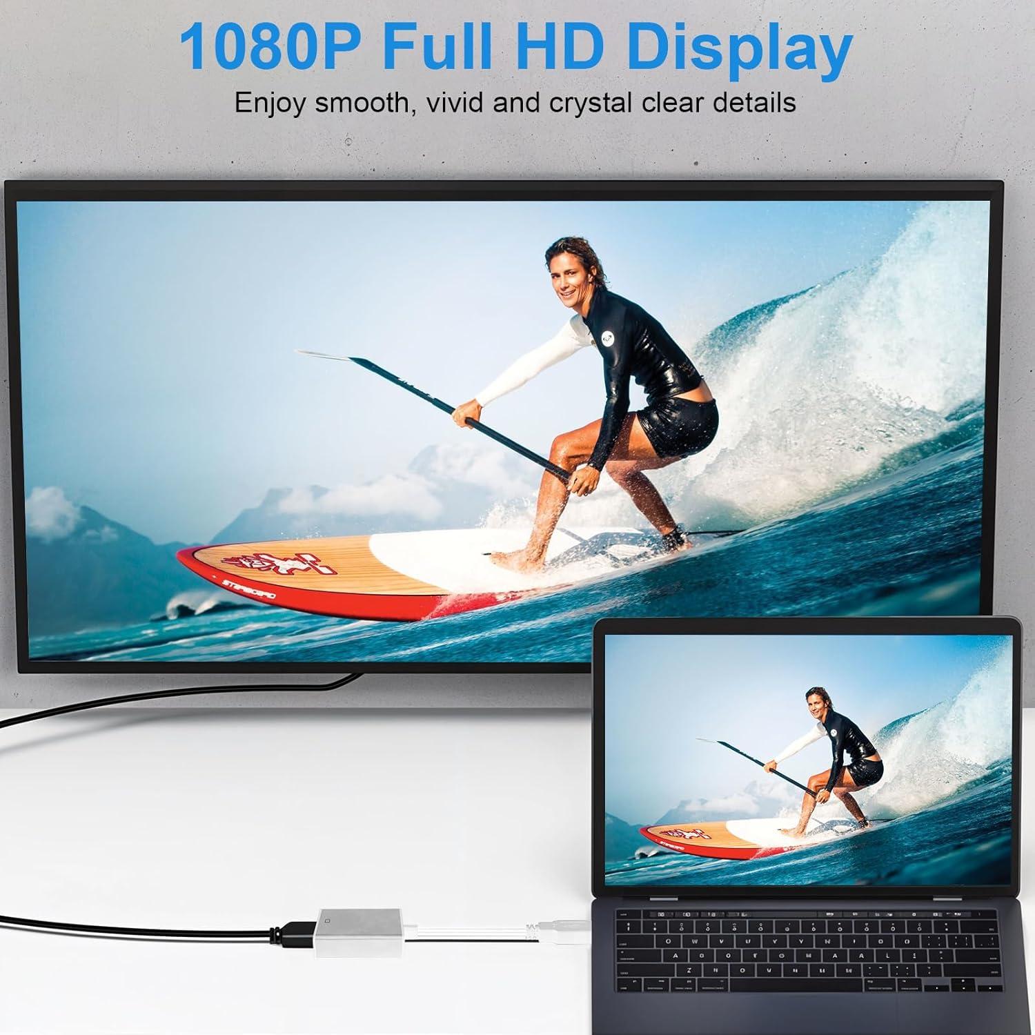 Adaptador USB 3.0 a HDMI Herfair 1080P Full HD Blanco