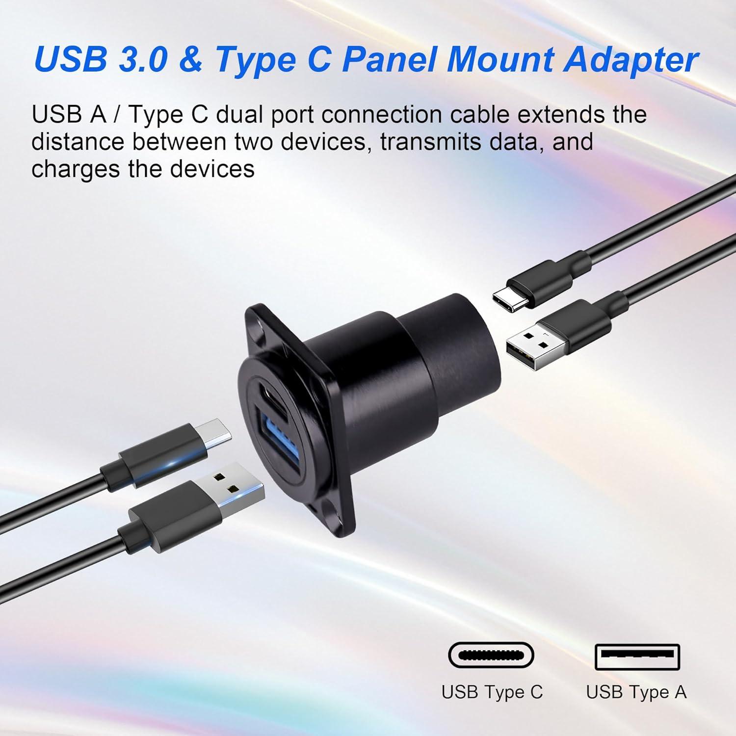 Adaptador de Montaje en Panel USB Doble 3.0 y Tipo C GIASYIEH