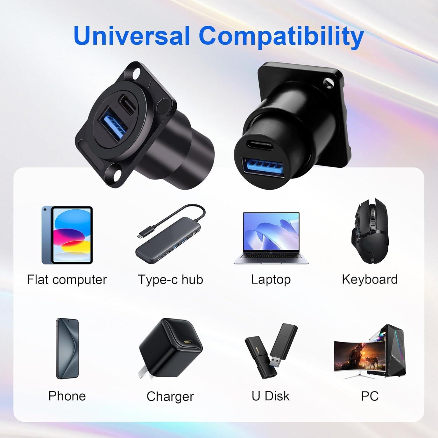 Adaptador de Montaje en Panel USB Doble 3.0 y Tipo C GIASYIEH