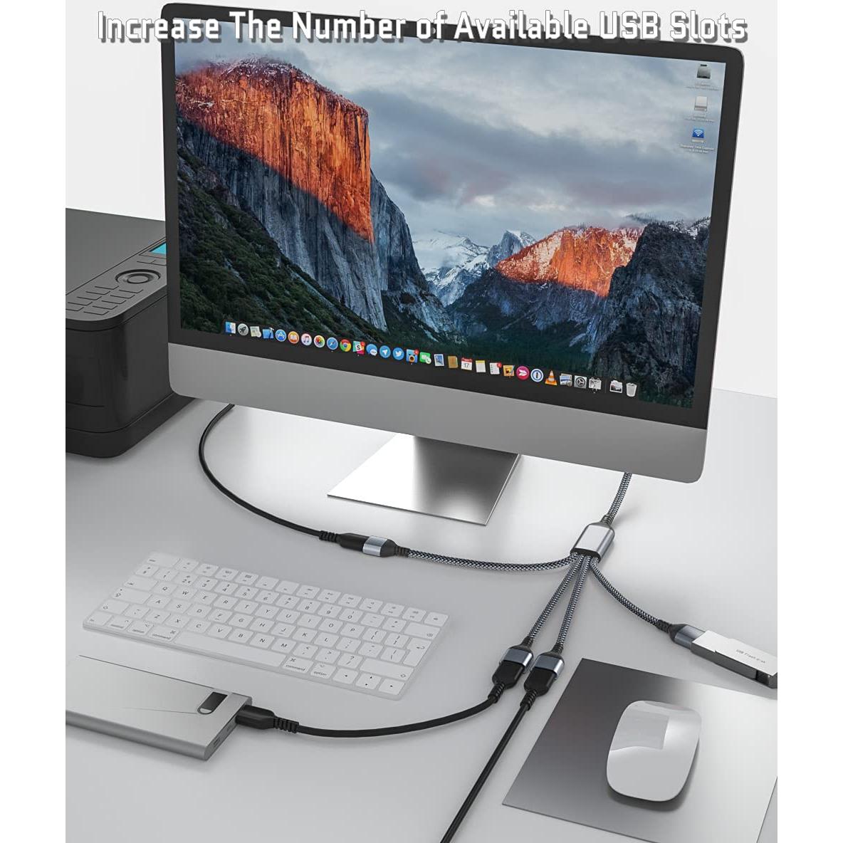 Divisor USB-C OTG Ruxely 1M a 4 USB 2.0 para MacBook y iPhone