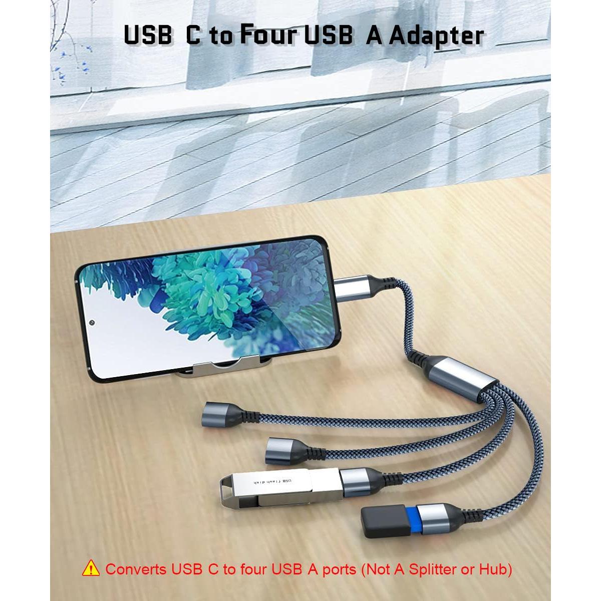 Divisor USB-C OTG Ruxely 1M a 4 USB 2.0 para MacBook y iPhone