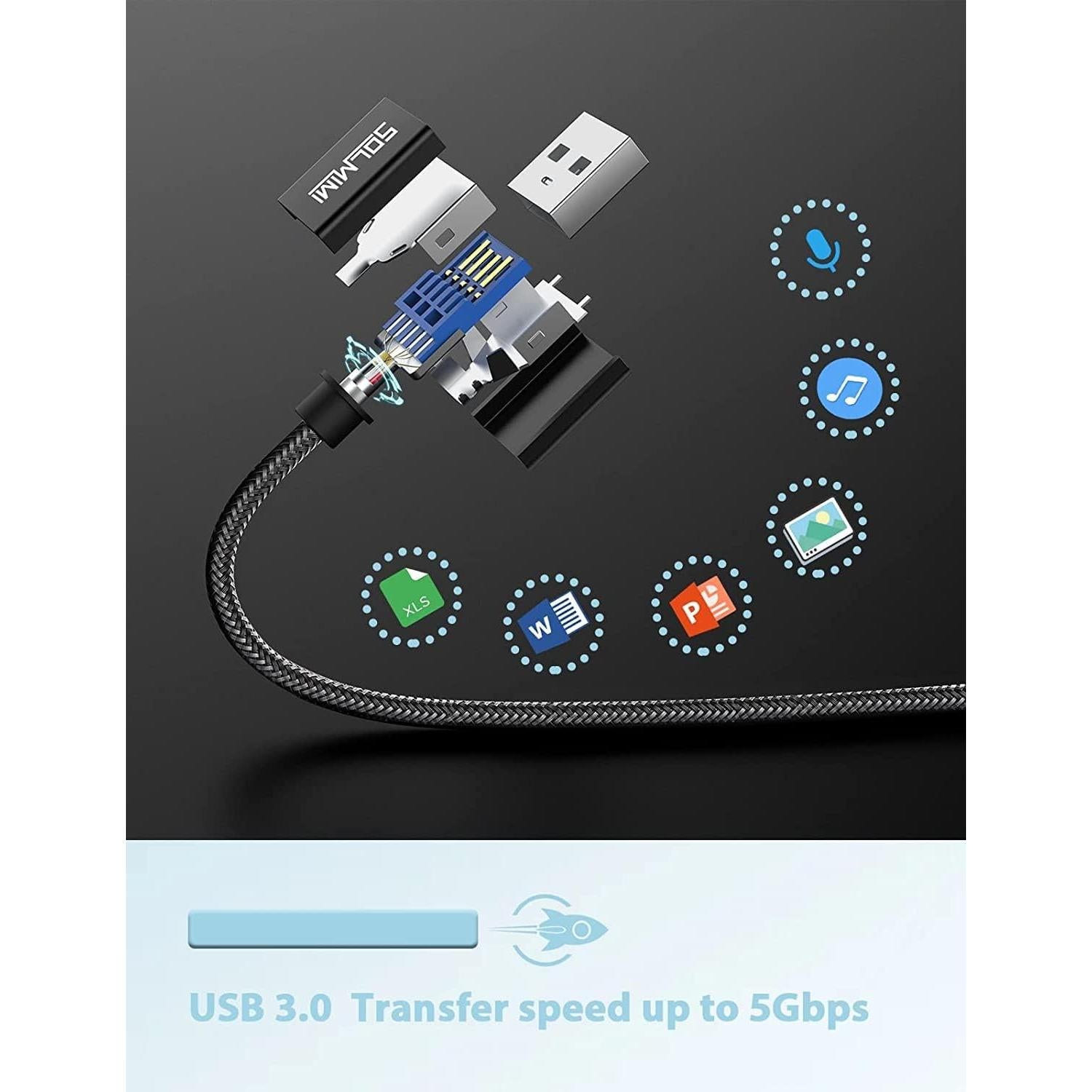 Adaptador USB C a USB A 3.0 SOLMIMI - 2 Paquetes 20cm
