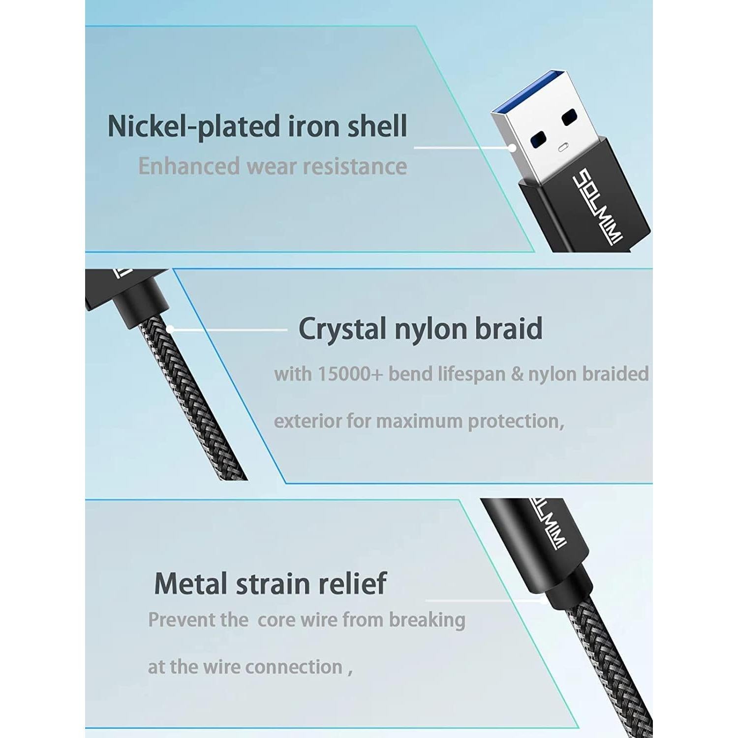 Adaptador USB C a USB A 3.0 SOLMIMI - 2 Paquetes 20cm