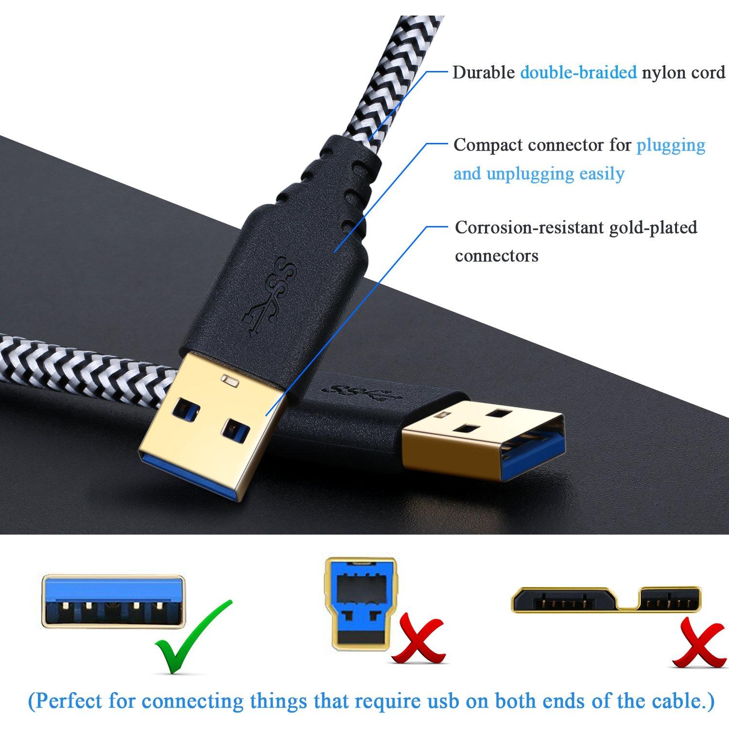 Cable USB 3.0 Macho a Macho 1M Besgoods - Paquete de 2 Blanco