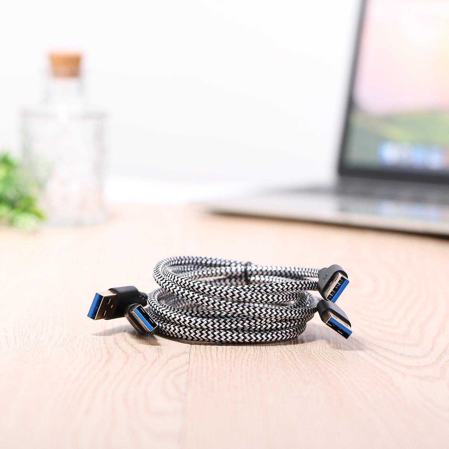 Cable USB 3.0 Macho a Macho 1M Besgoods - Paquete de 2 Blanco