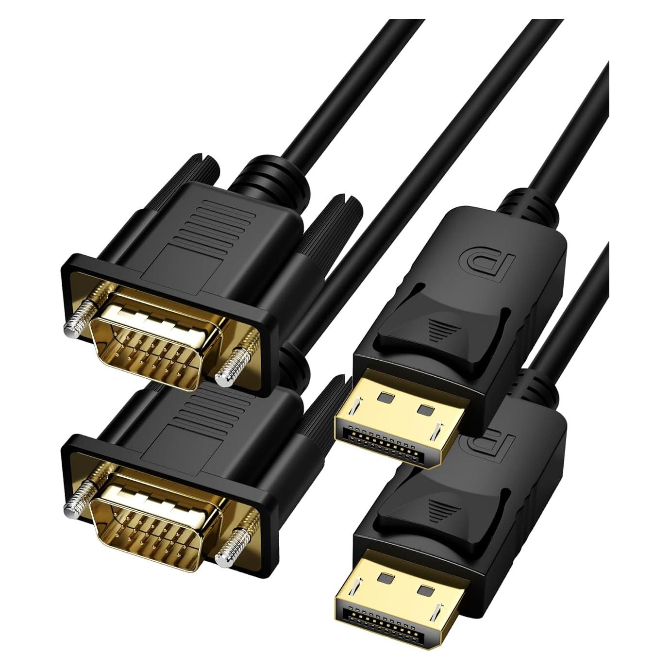 Adaptador DisplayPort a VGA Foboiu 1.83m 2 Paquetes