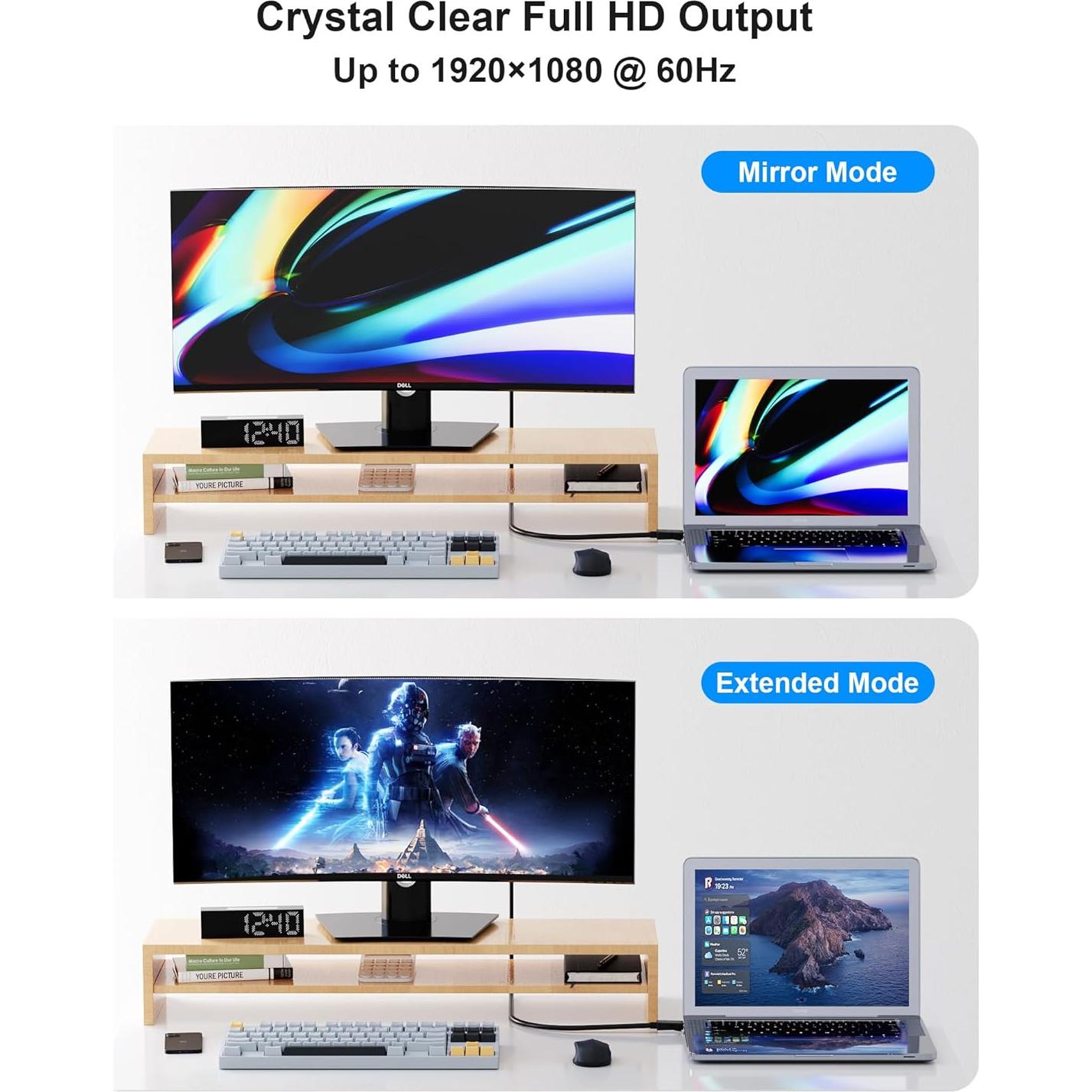 Adaptador DisplayPort a VGA Foboiu 1.83m 2 Paquetes