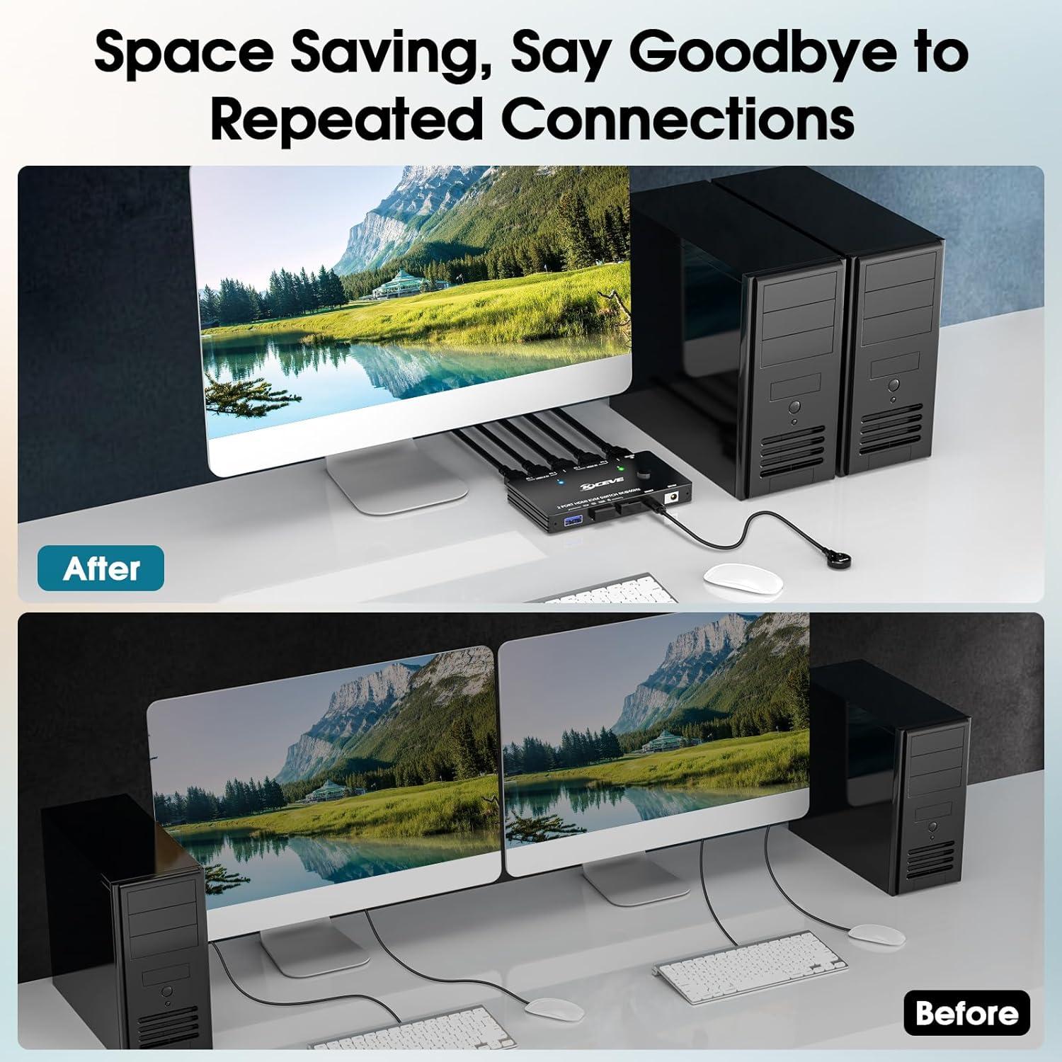 Interruptor KVM HDMI 8K 2 PC 1 Monitor AOOCOO USB 3.0