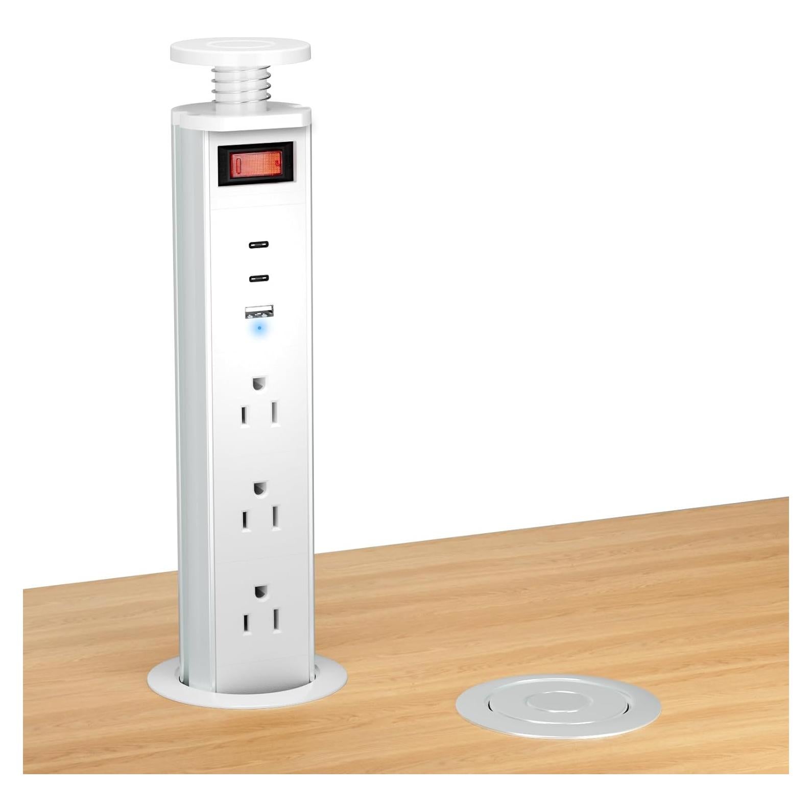 Outlet Pop Up Sussex Blanco con 3 salidas AC y 2 USB