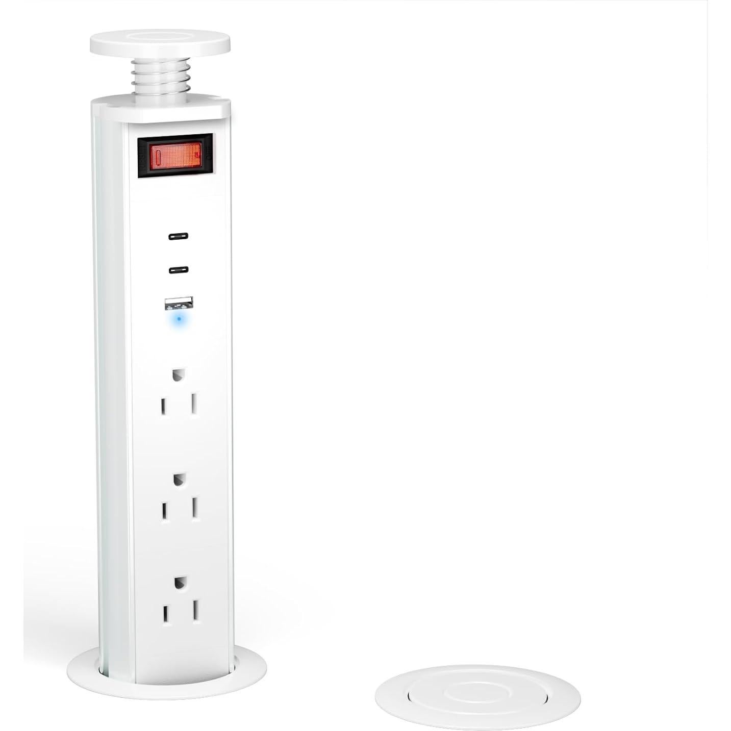 Outlet Pop Up Sussex Blanco con 3 salidas AC y 2 USB