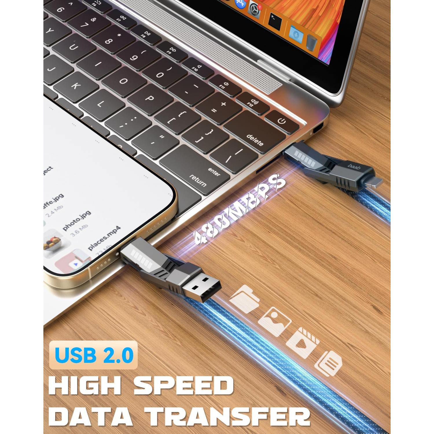 Cable USB C 4 en 1 Onylin 1.5m 100W Carga Rápida y Datos