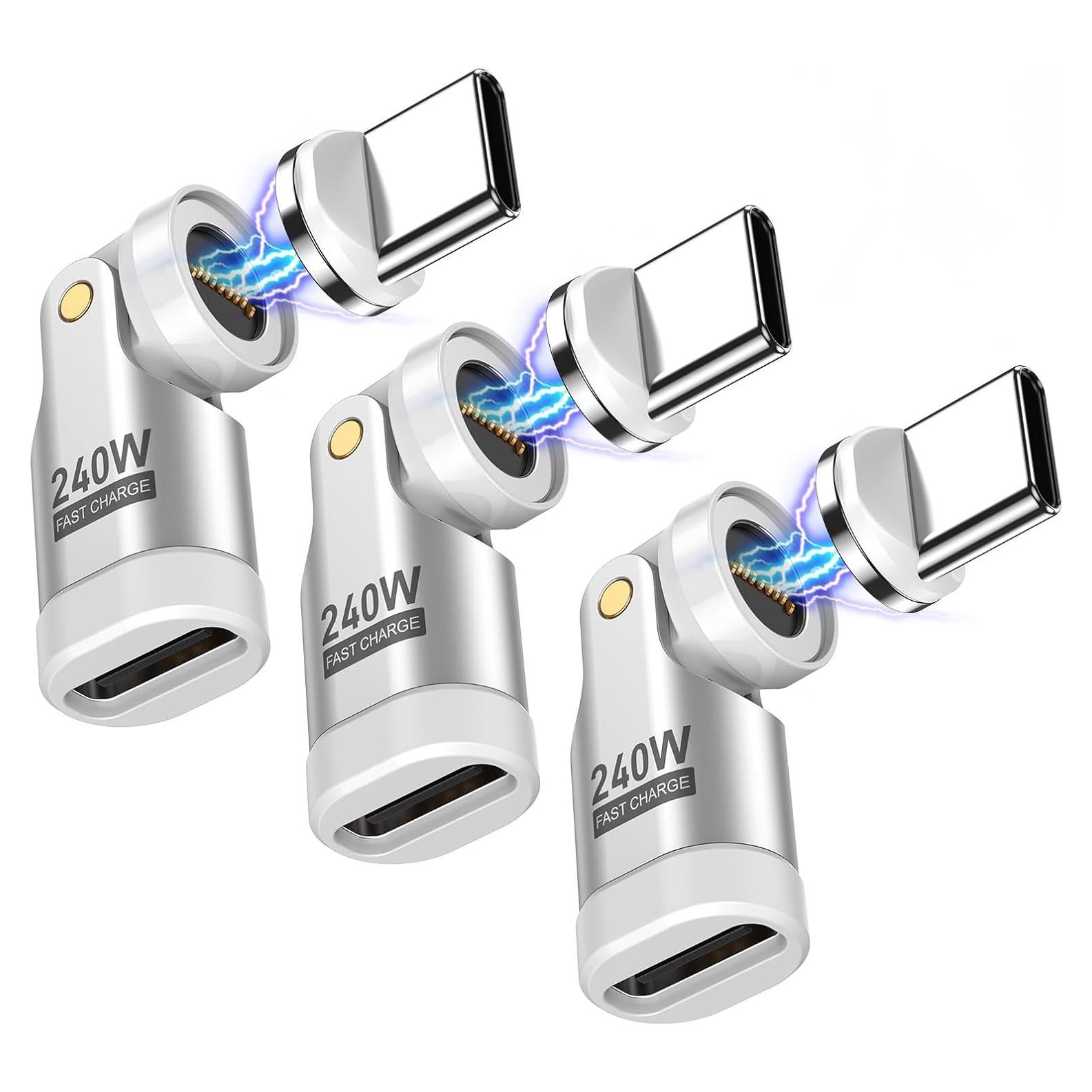 Adaptador Magnético USB C 240W VAFOTON 3 Pack 90 Grados