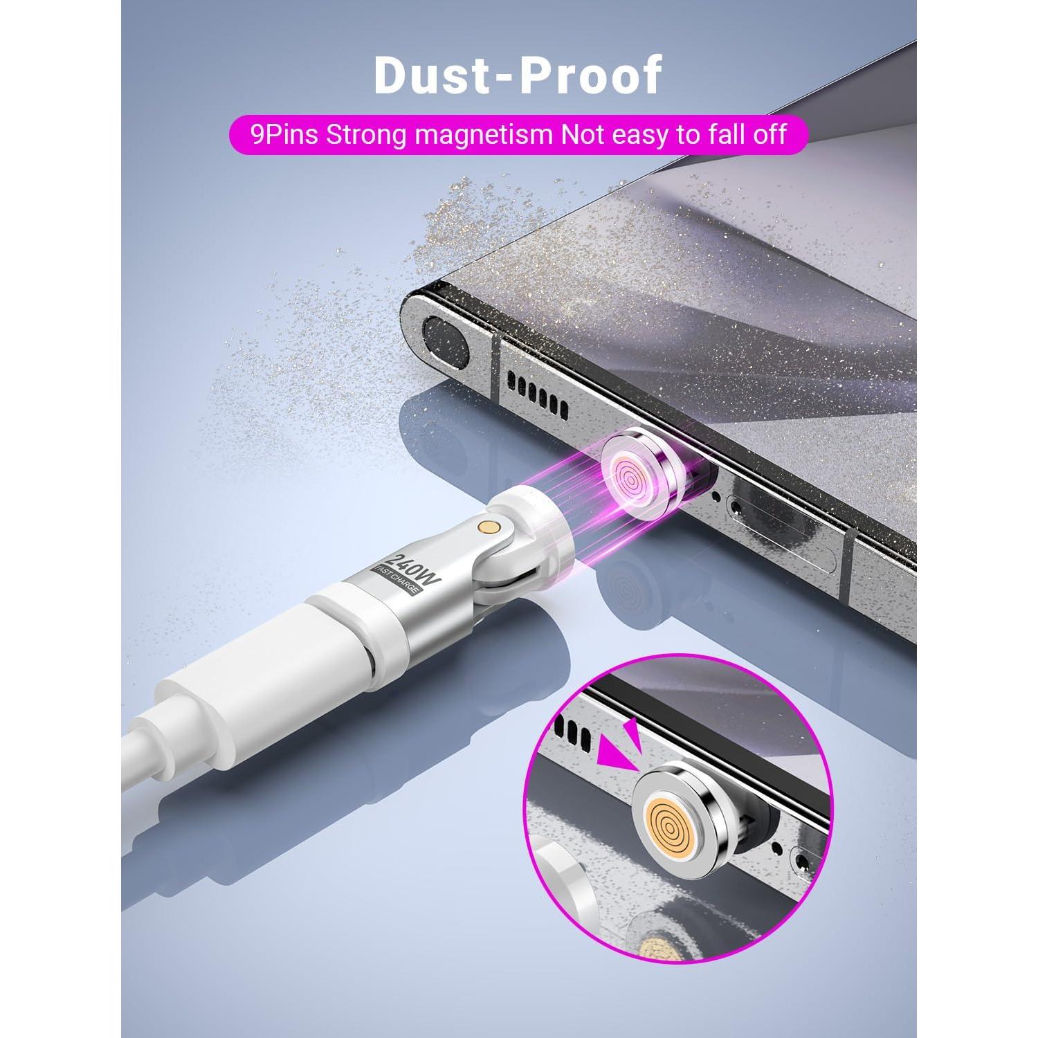 Adaptador Magnético USB C 240W VAFOTON 3 Pack 90 Grados