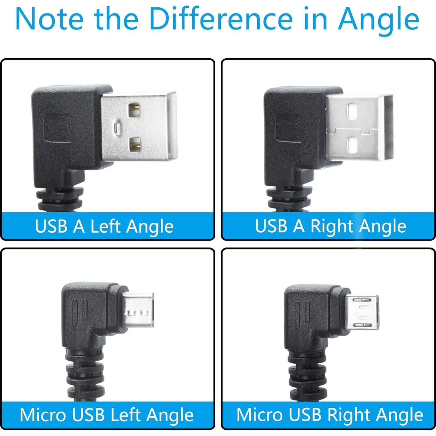 Cable Micro USB 25cm Maixbomr Carga Rápida 2A Ángulo 90°