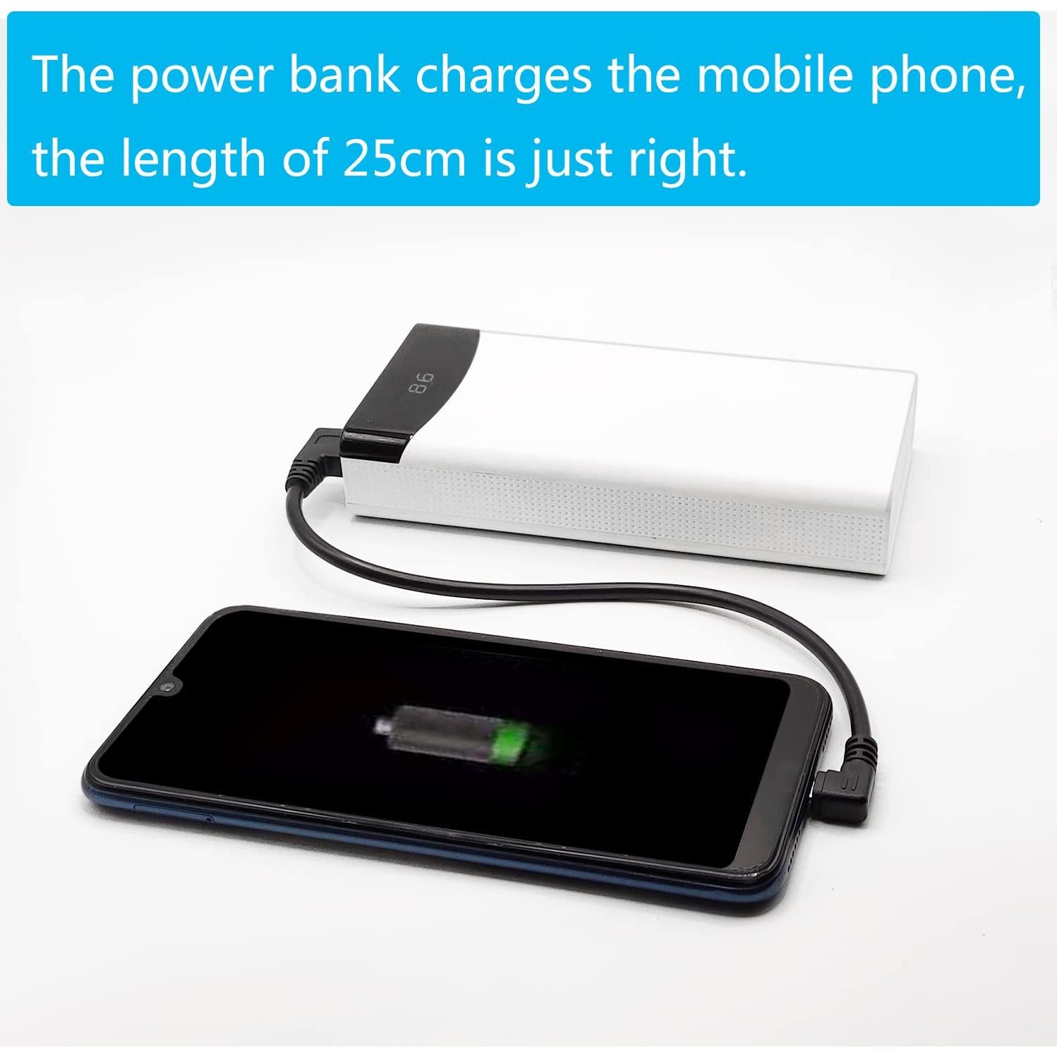 Cable Micro USB 25cm Maixbomr Carga Rápida 2A Ángulo 90°