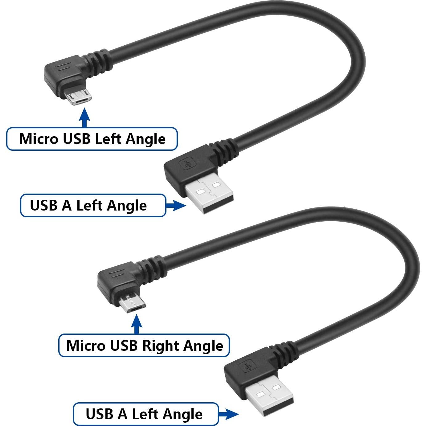 Cable Micro USB 25cm Maixbomr Carga Rápida 2A Ángulo 90°