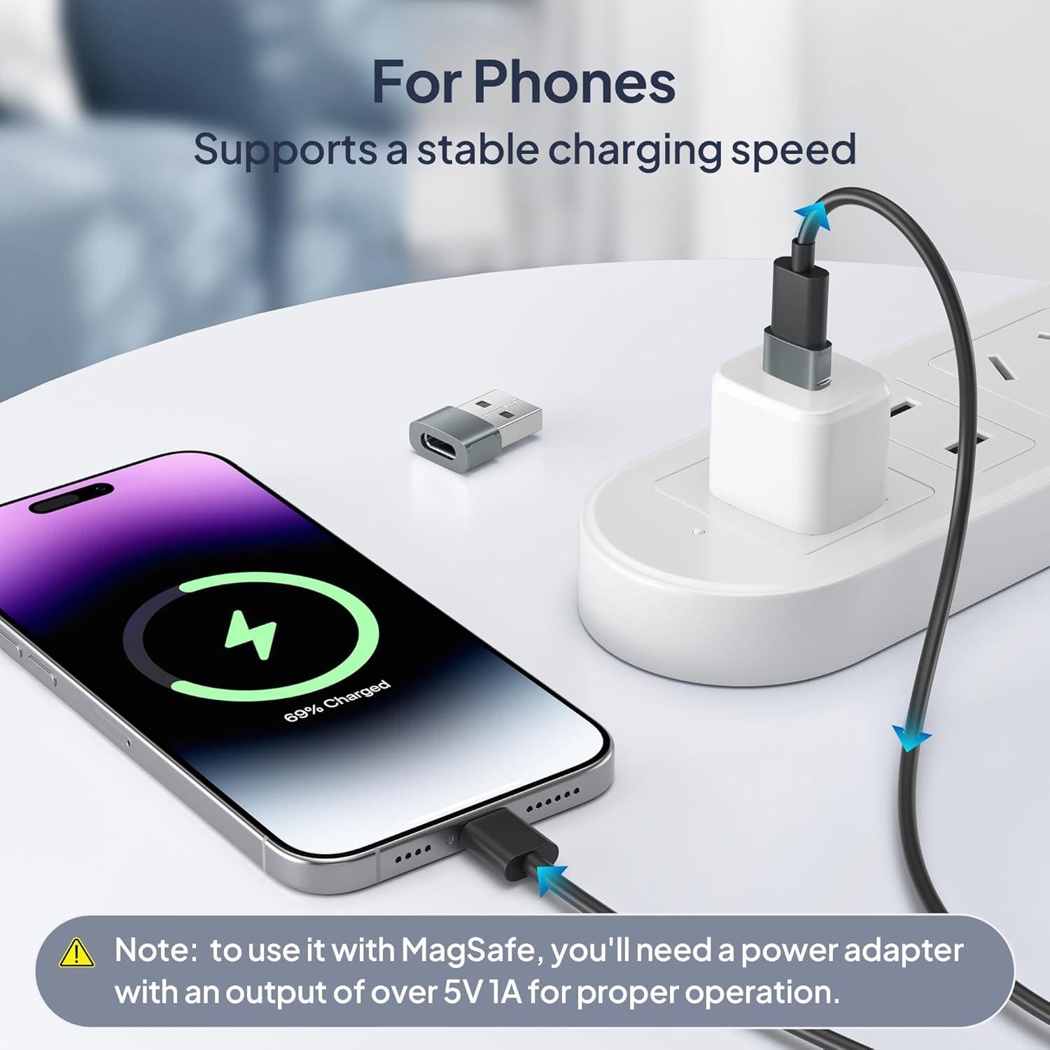 Adaptador USB a USB-C Basesailor 3 Pack Gris - Carga Rápida