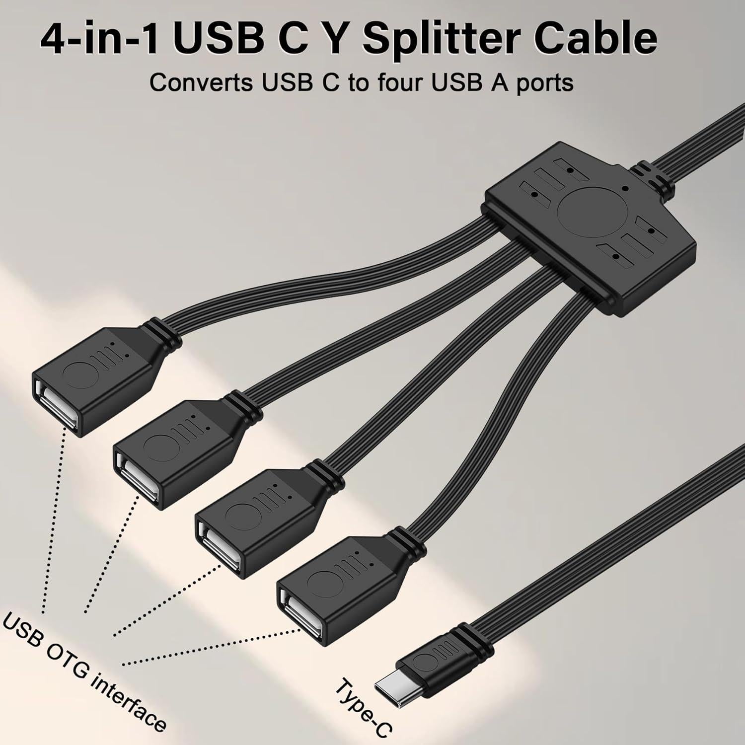 Cable divisor USB C a 4 USB A hembra 0.5m Shenzhenshi