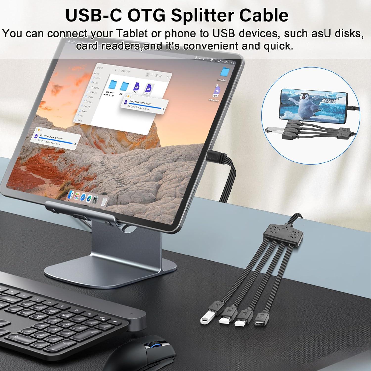 Cable divisor USB C a 4 USB A hembra 0.5m Shenzhenshi