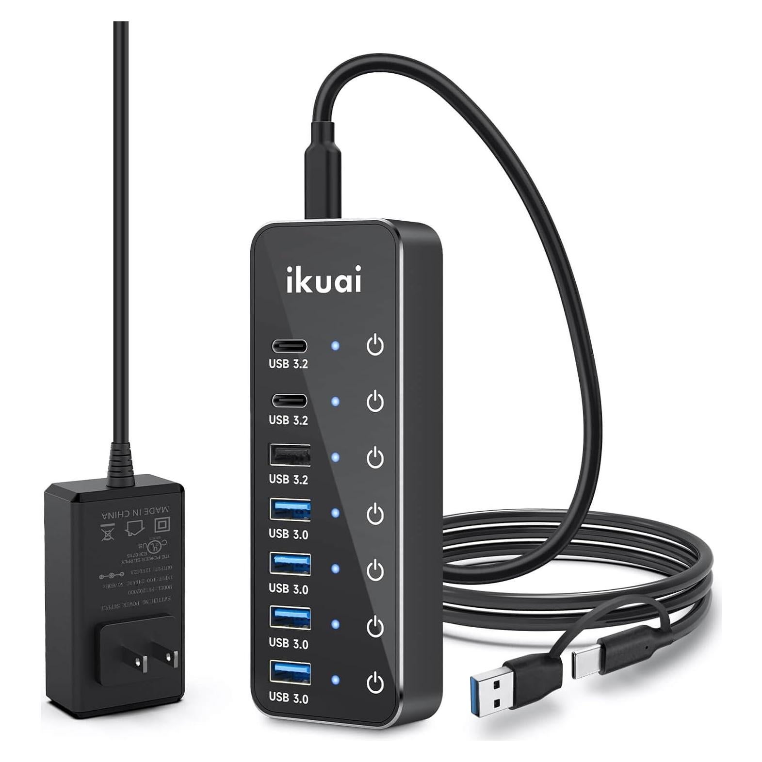 Hub USB 3.2 Alimentado ikuai de 7 Puertos con 10Gbps