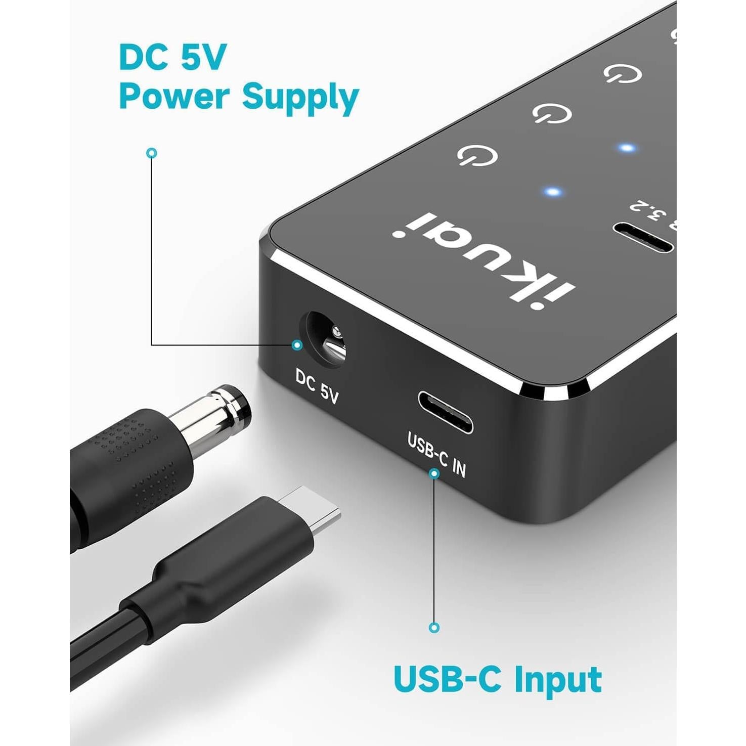 Hub USB 3.2 Alimentado ikuai de 7 Puertos con 10Gbps