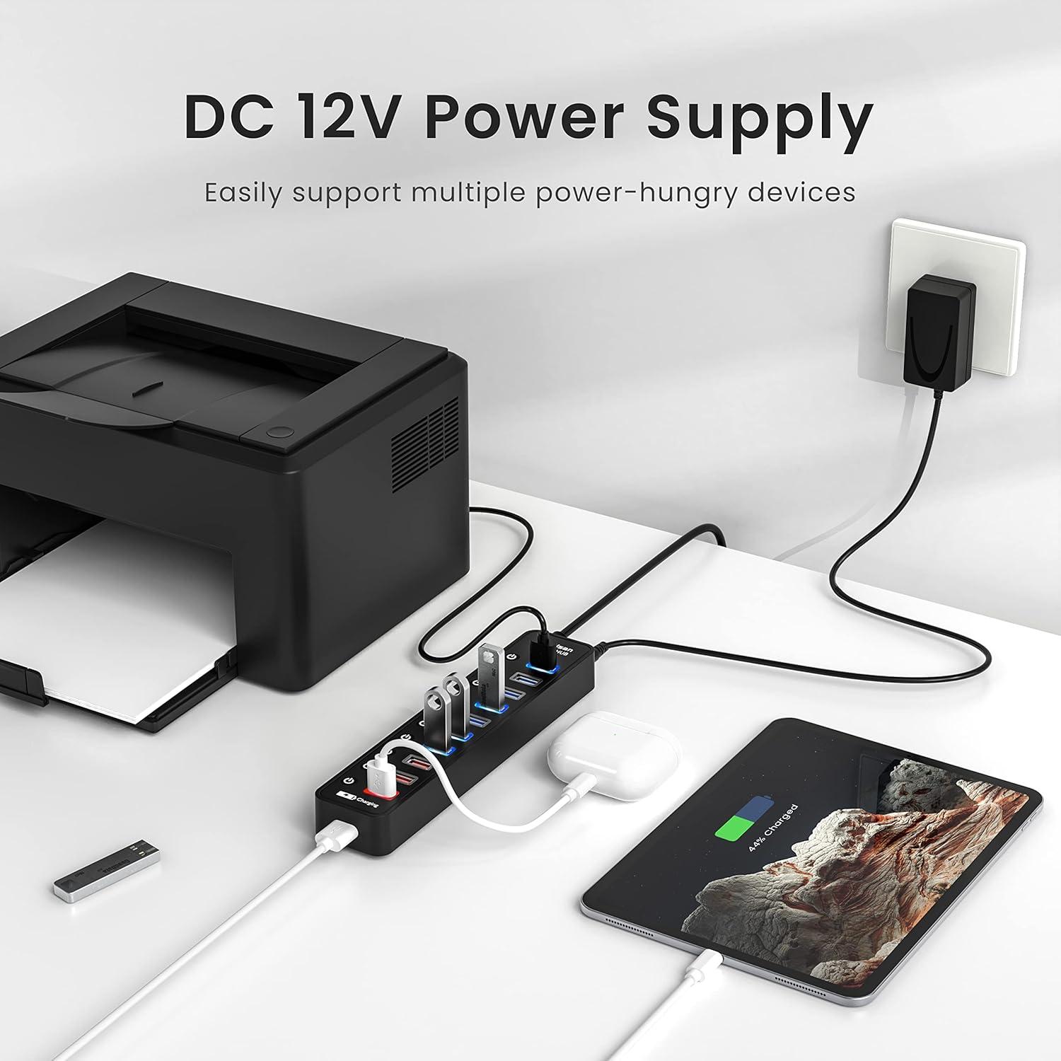 Hub USB 3.0 Alimentado 11 Puertos - Carga Rápida 12V/3A