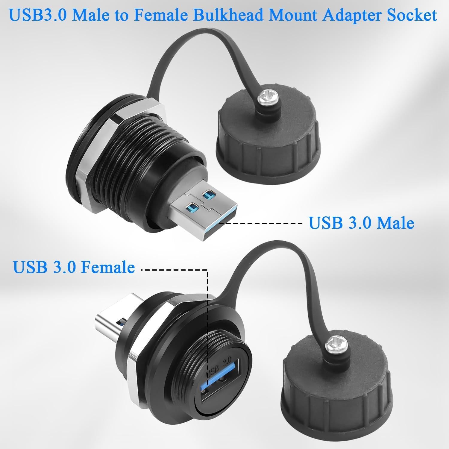 Conector Impermeable USB 3.0 Macho a Hembra QIANRENON