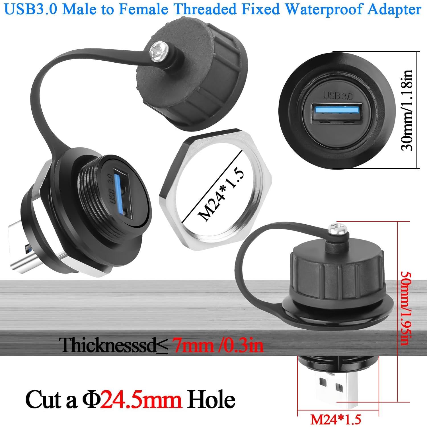 Conector Impermeable USB 3.0 Macho a Hembra QIANRENON