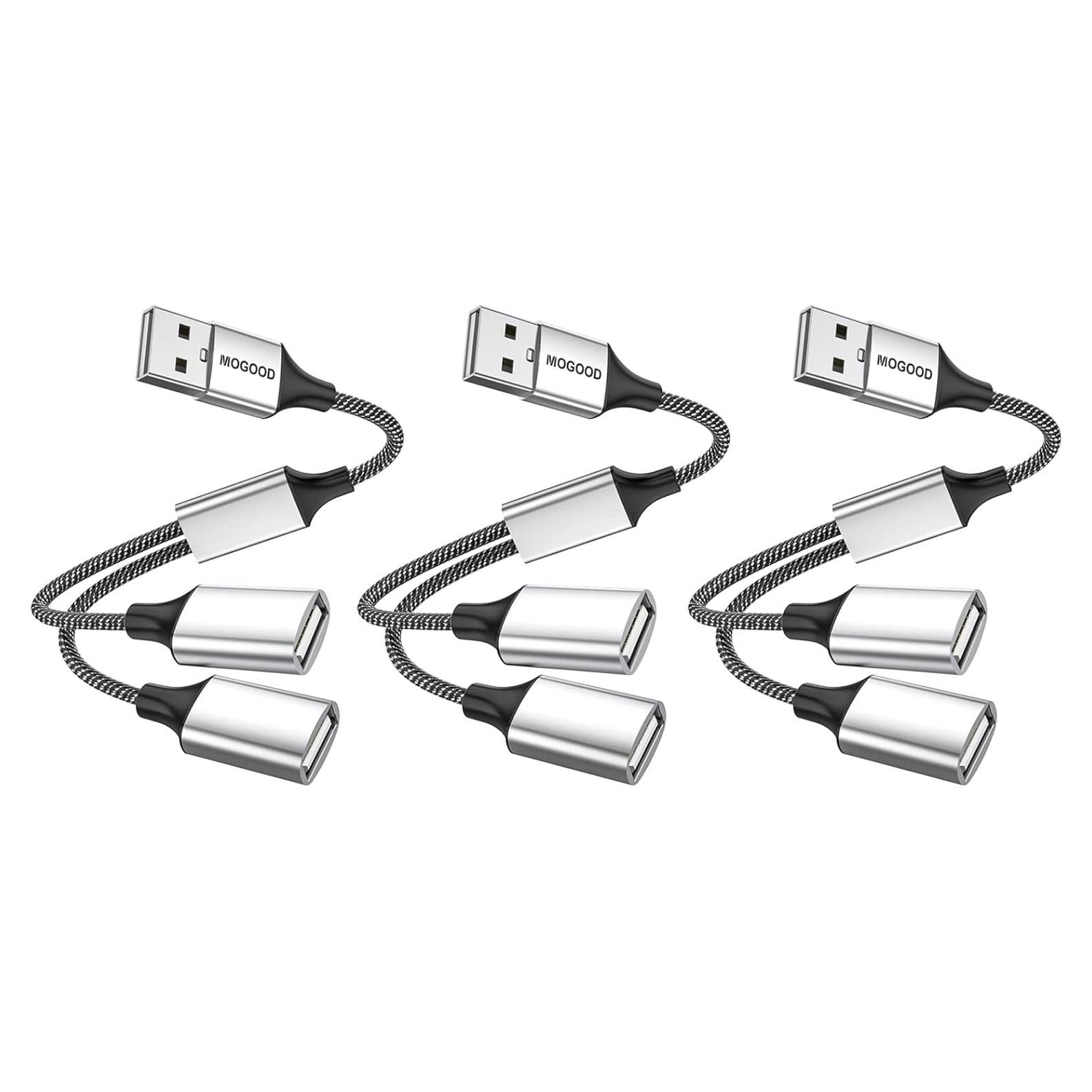 Adaptador USB 2.0 MOGOOD Hub Doble Puerto Plata 480 Mbps