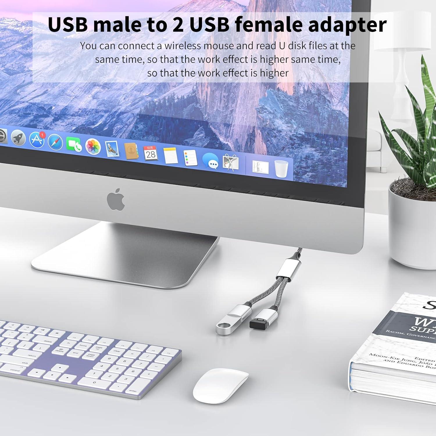 Adaptador USB 2.0 MOGOOD Hub Doble Puerto Plata 480 Mbps