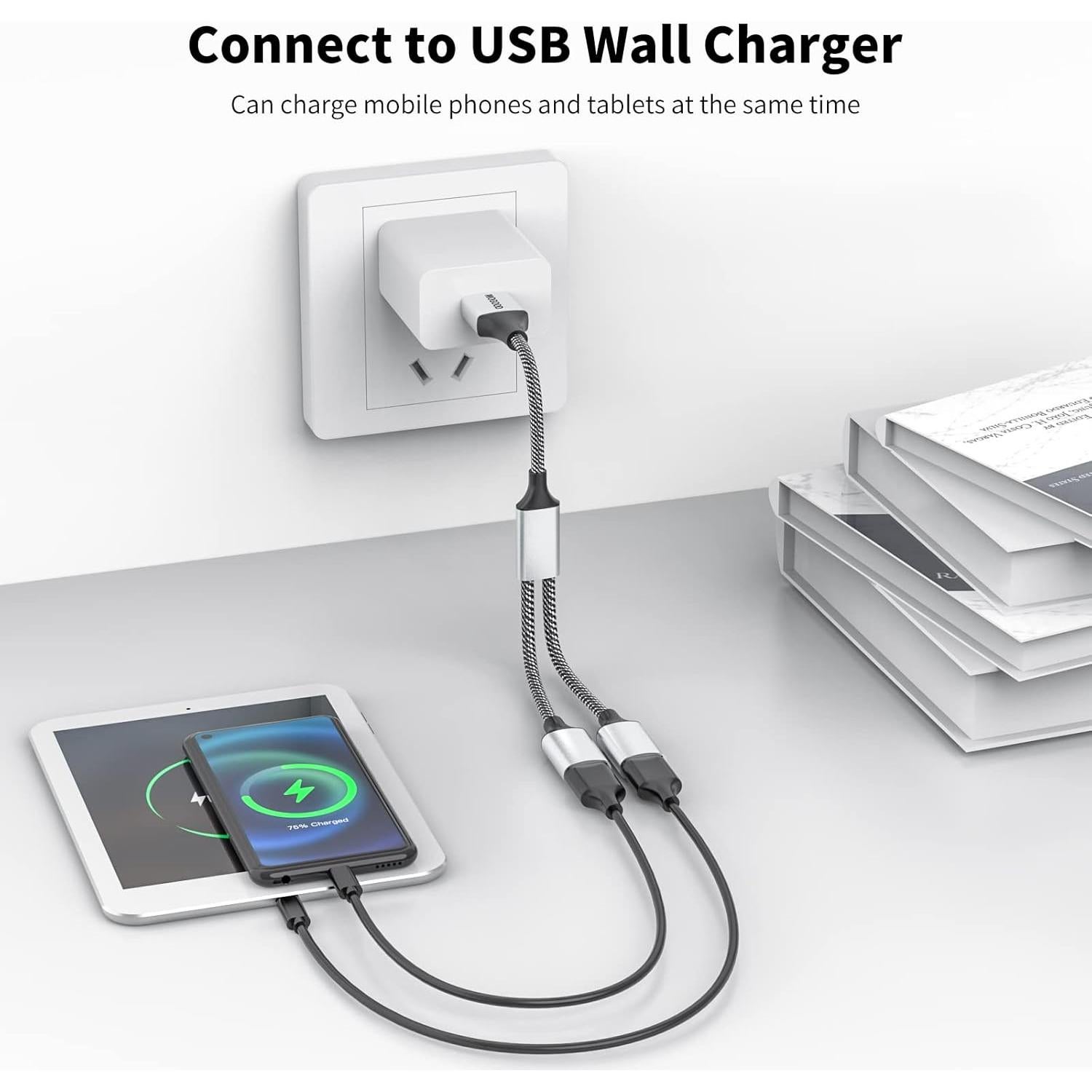 Adaptador USB 2.0 MOGOOD Hub Doble Puerto Plata 480 Mbps