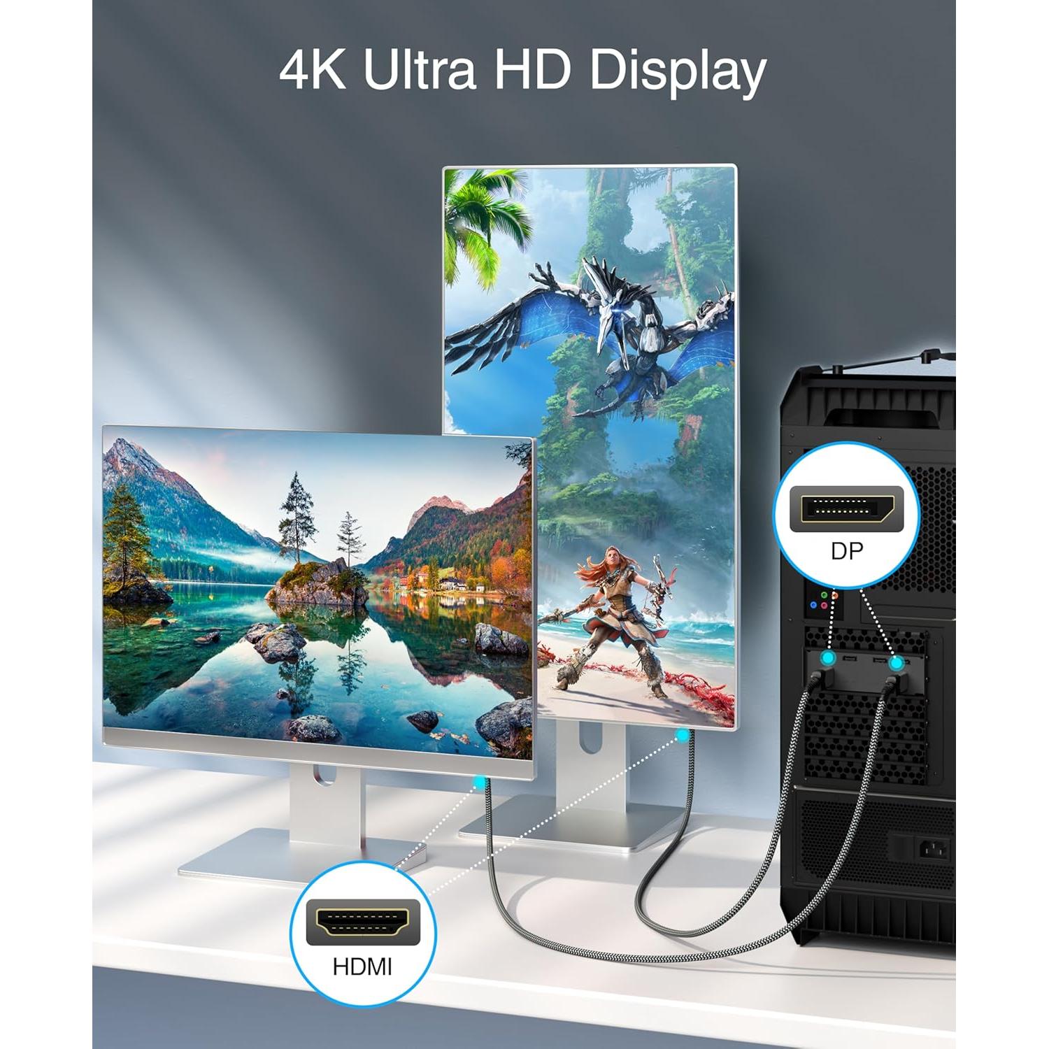 Cable DisplayPort a HDMI BlueRigger 1.83m 4K 60Hz Unidireccional