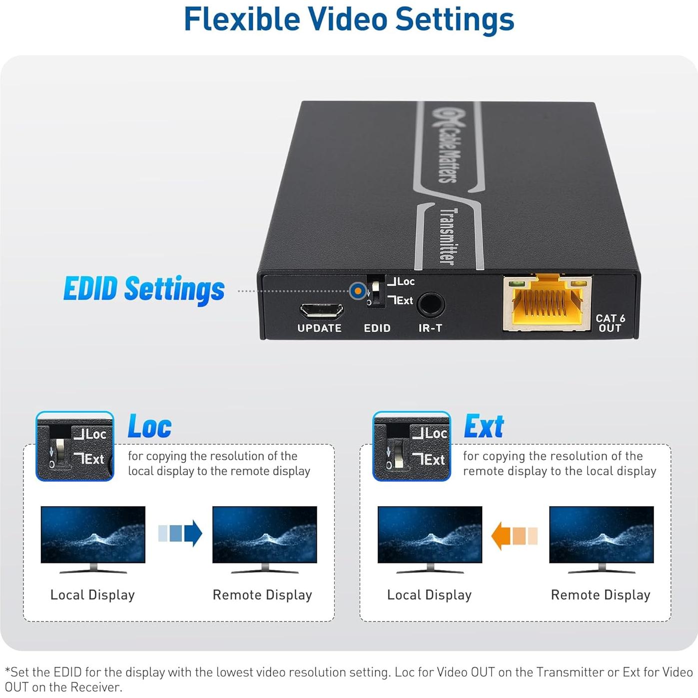 Extensor HDMI 4K Cable Matters 60m con HDR y Soporte IR