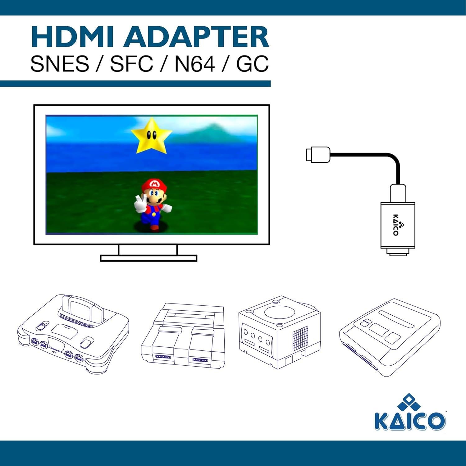 Adaptador HDMI Kaico para Nintendo N64, SNES y Gamecube