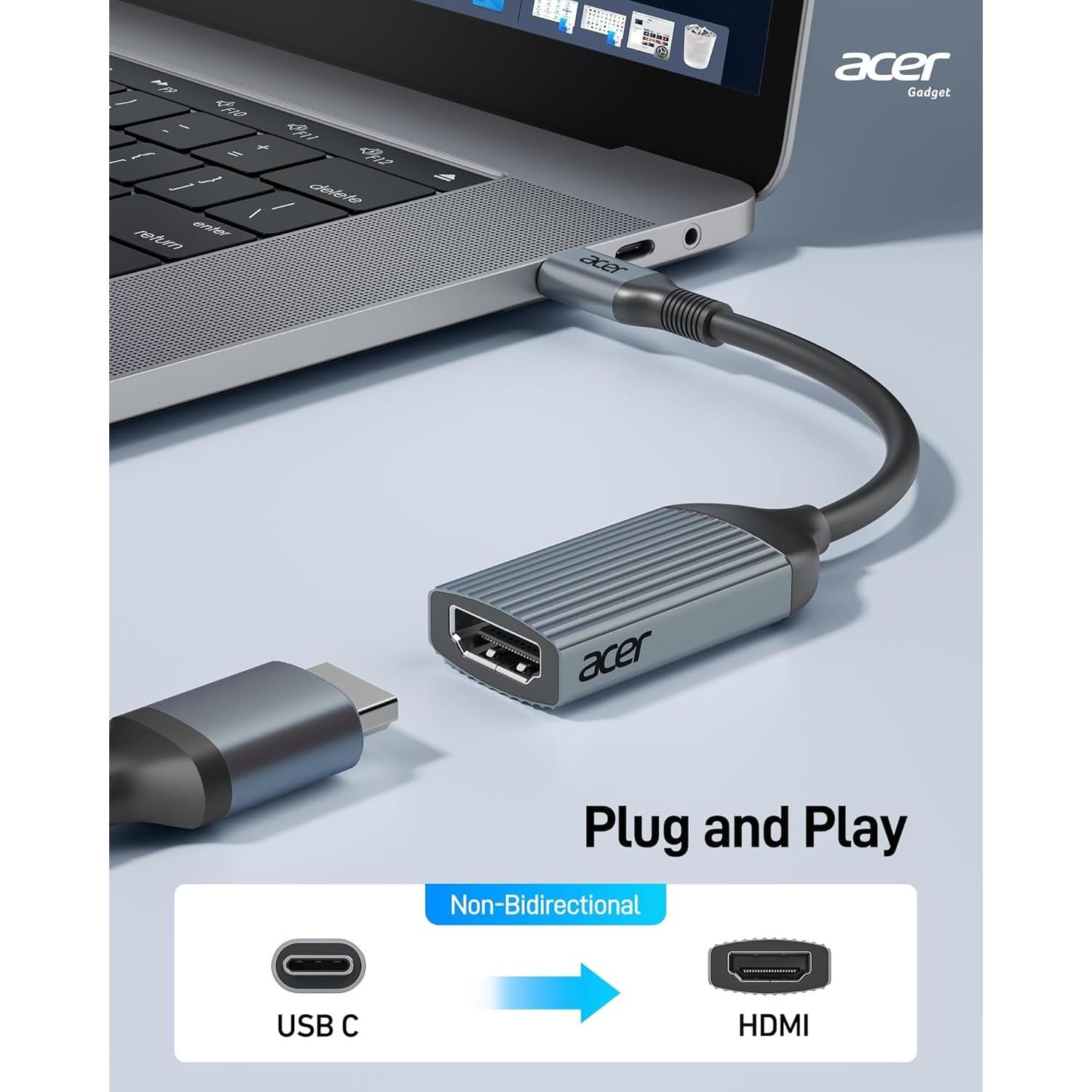 Adaptador USB-C a HDMI Acer ODK410 4K 60Hz Alta Velocidad