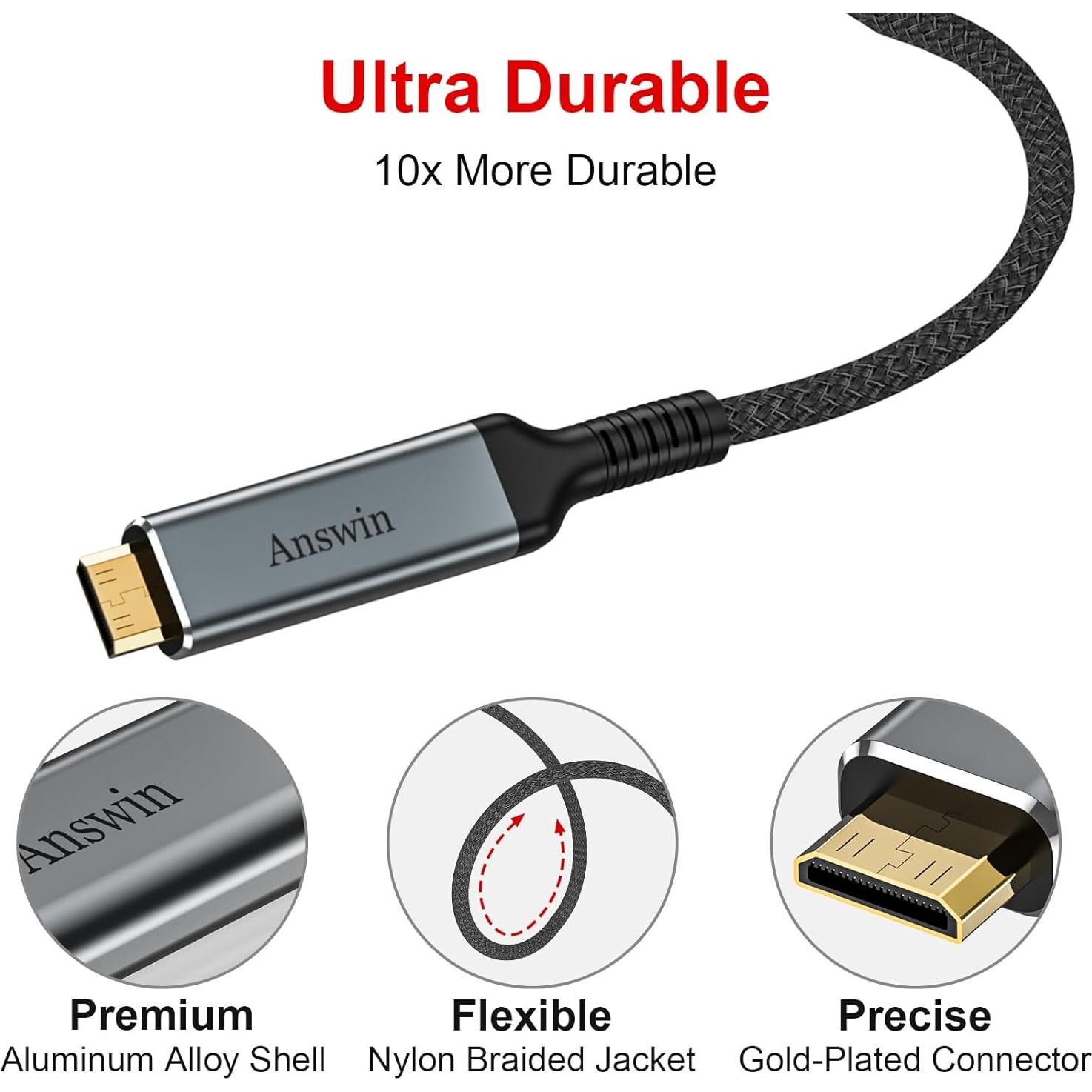Cable Mini DisplayPort a Mini HDMI 4K 0.91m Answin
