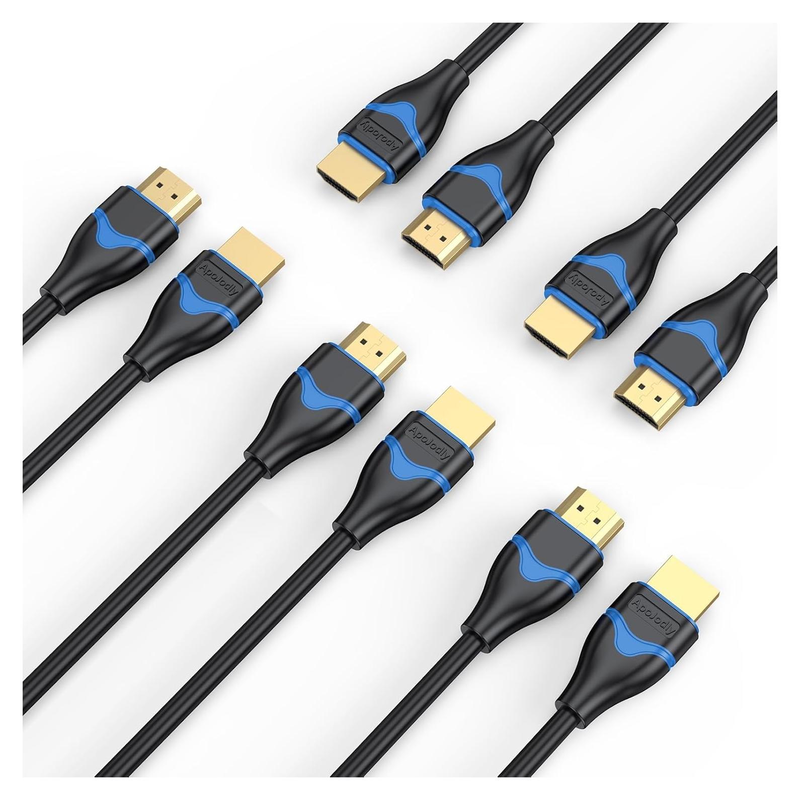Cables HDMI 4K ApoJodly 6.6FT 5-Pack Alta Velocidad