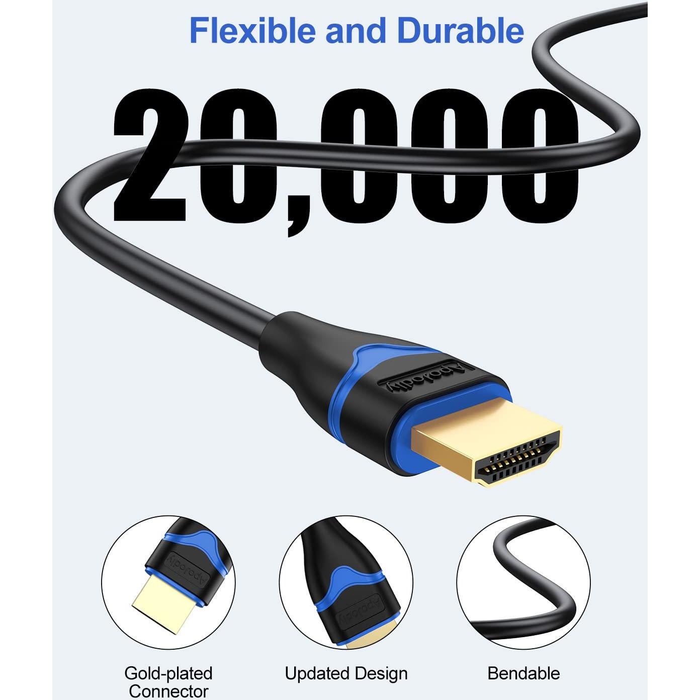 Cables HDMI 4K ApoJodly 6.6FT 5-Pack Alta Velocidad